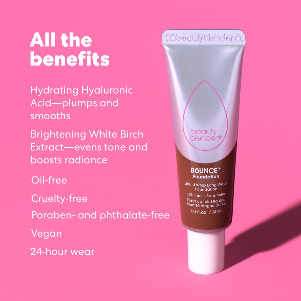 Beautyblender Bounce Liquid Whip Long Wear Foundation, Full Coverage Natural Matte Makeup Foundation, Oil Free 24 Hour Wear, 1.50 C Light Beige