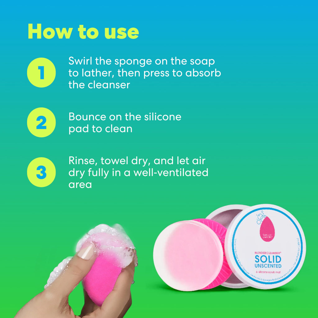 Beautyblender Blendercleanser Tool Scrub Solid Cleanser – Lavender Makeup Sponge & Brush Cleansing Bar – Hand, Sponge, and Brush Cleanser, Removes Makeup & Buildup, Travel-Friendly, 1 oz