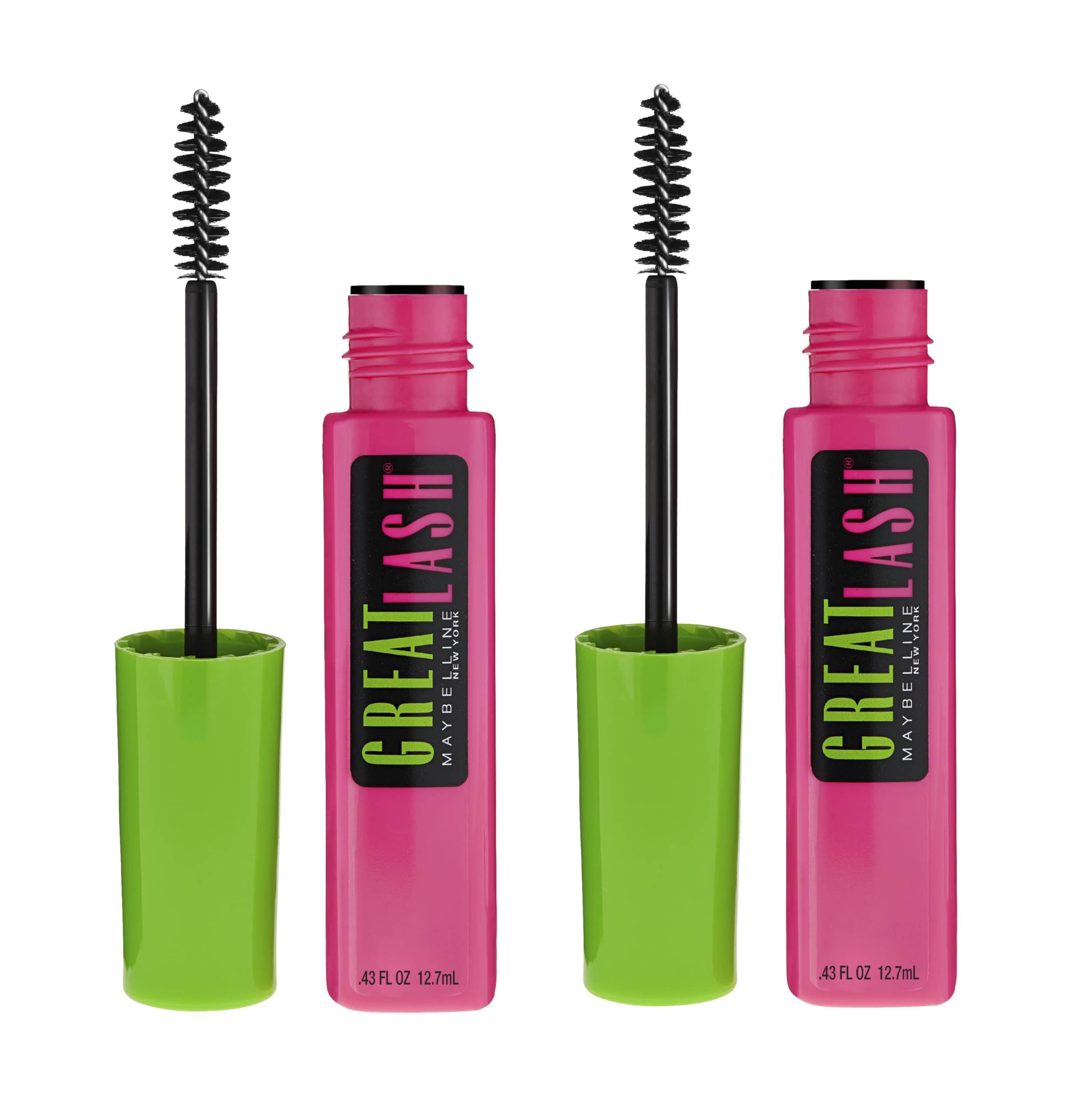 Maybelline Great Lash Washable Mascara Makeup, Volumizing Lash-Doubling Formula That Conditions As It Thickens, Blackest Black, 1 Count