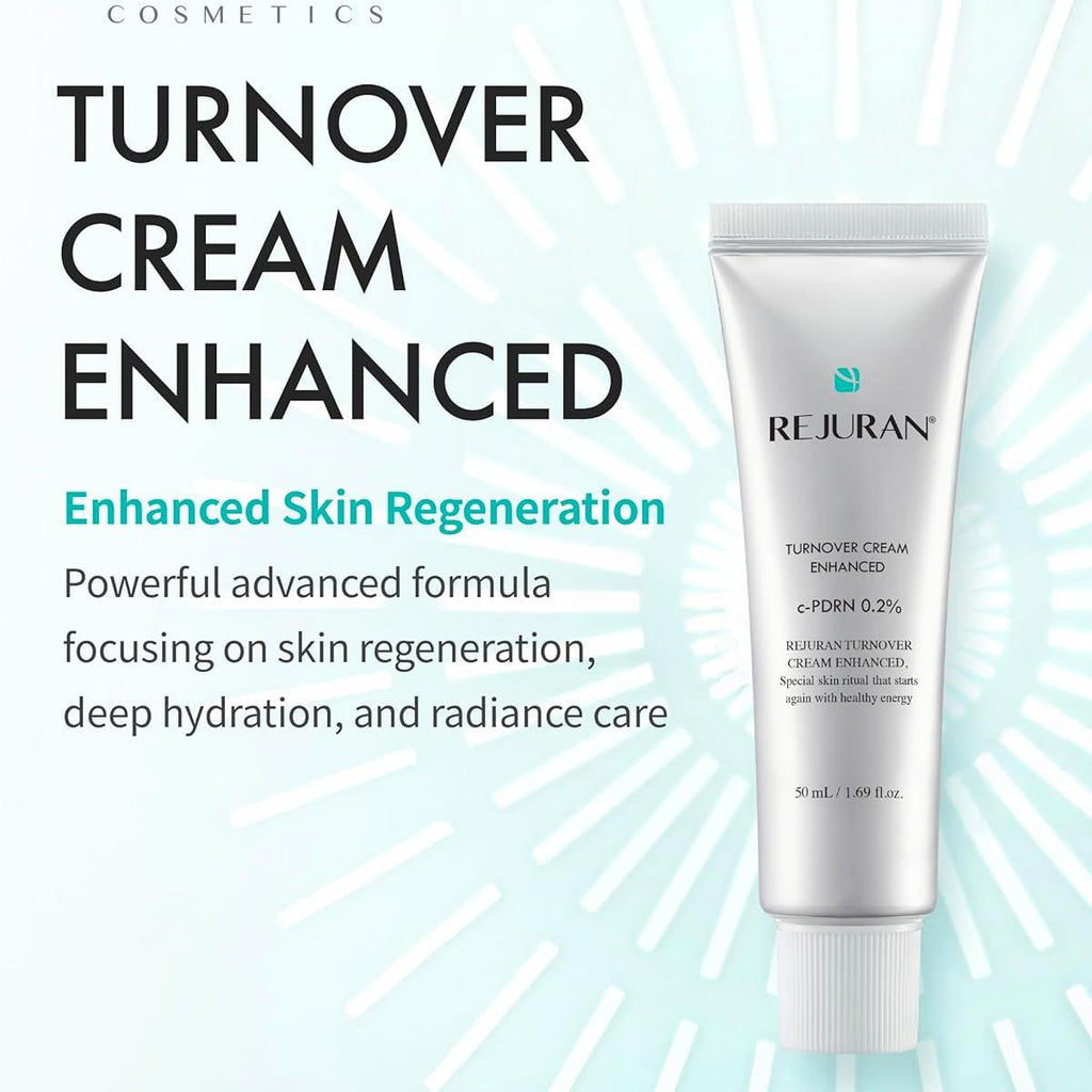 REJURAN® Turnover Skincare Set – c-PDRN® Ampoule & Cream Duo for Skin Regeneration, Firming, Hydration & Radiant Glow – Korean Salmon DNA Face Care (2 x 1.69 fl oz)