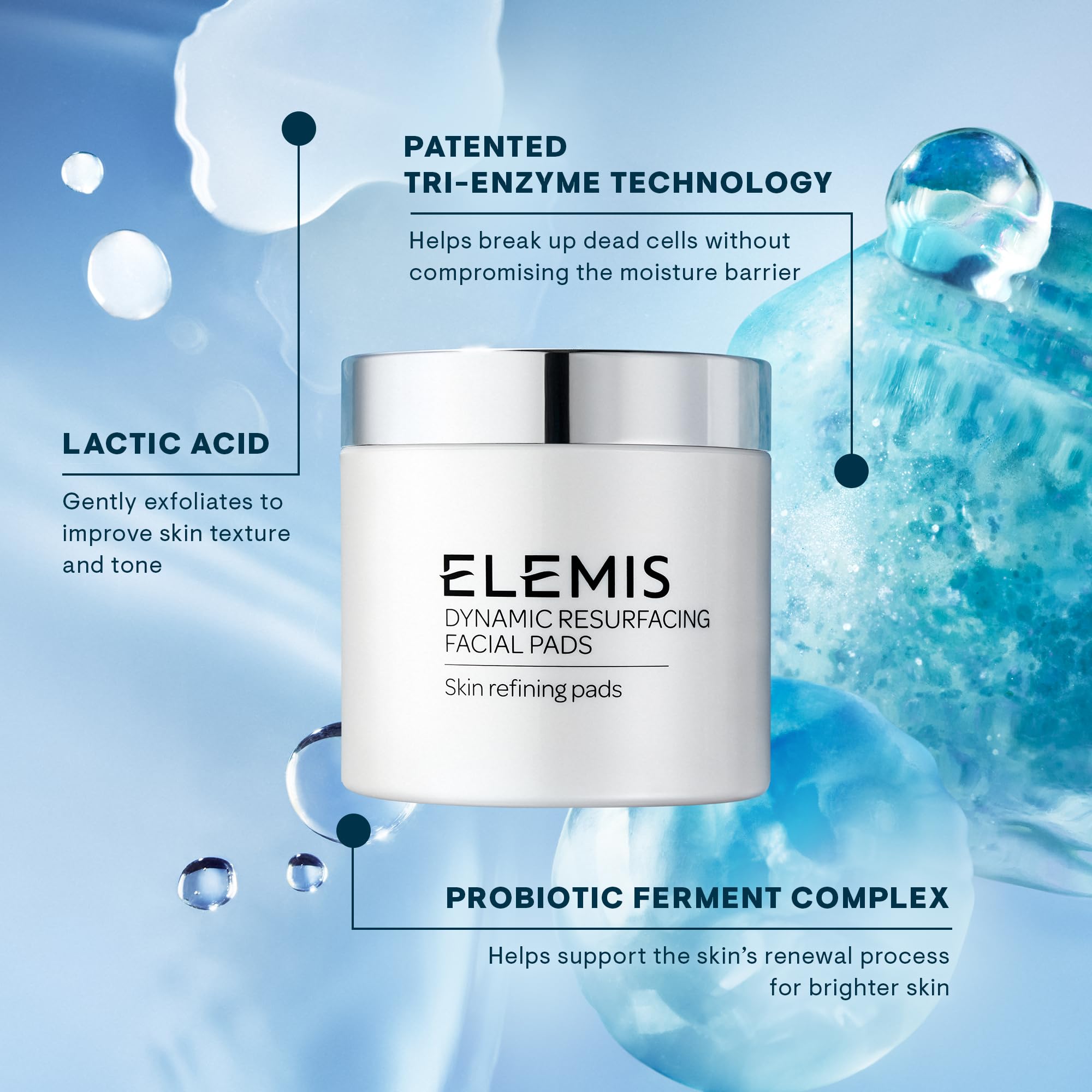 ELEMIS Dynamic Resurfacing Facial Pads, Gentle Textured Treatment Facial Exfoliating Pads