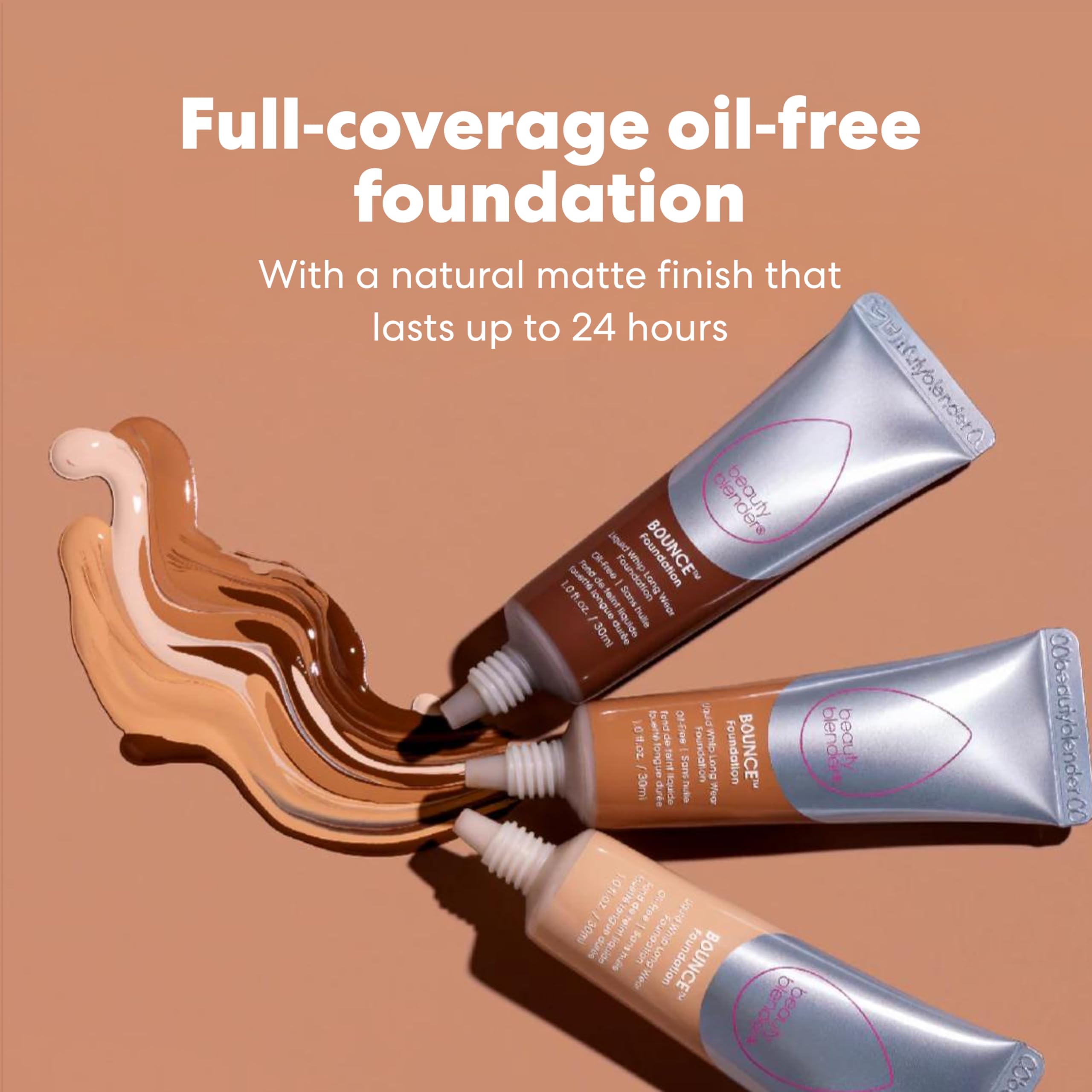 Beautyblender Bounce Liquid Whip Long Wear Foundation, Full Coverage Natural Matte Makeup Foundation, Oil Free 24 Hour Wear, 1.50 C Light Beige