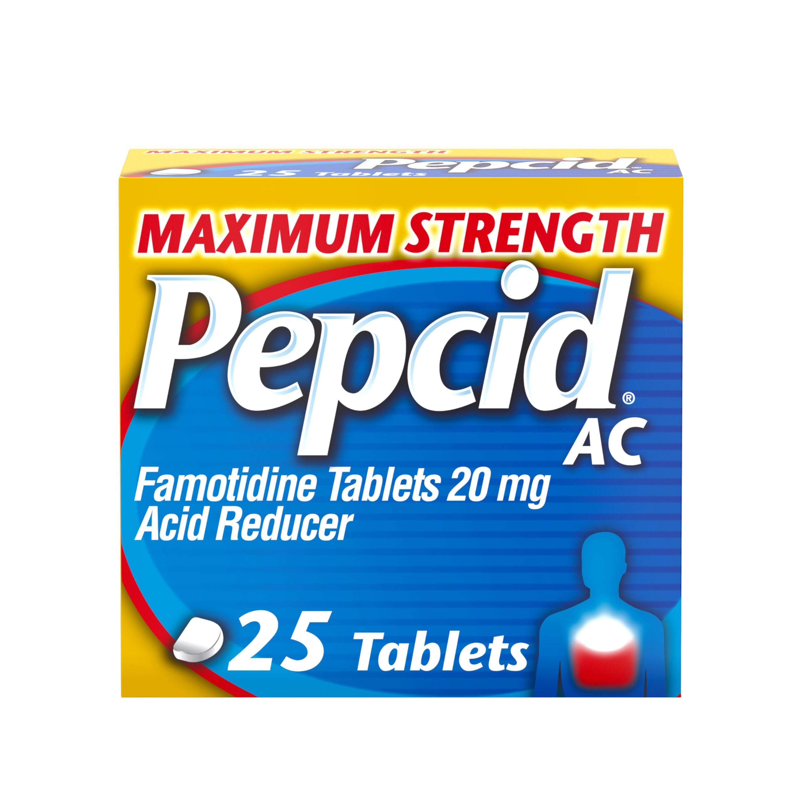 Pepcid AC Maximum Strength Heartburn Relief Tablets, OTC Medicine Prevents & Relieves Heartburn & Acid Reflux Due to Acid Indigestion, 20mg Famotidine Acid Reducer, Fast-Acting, 50 ct