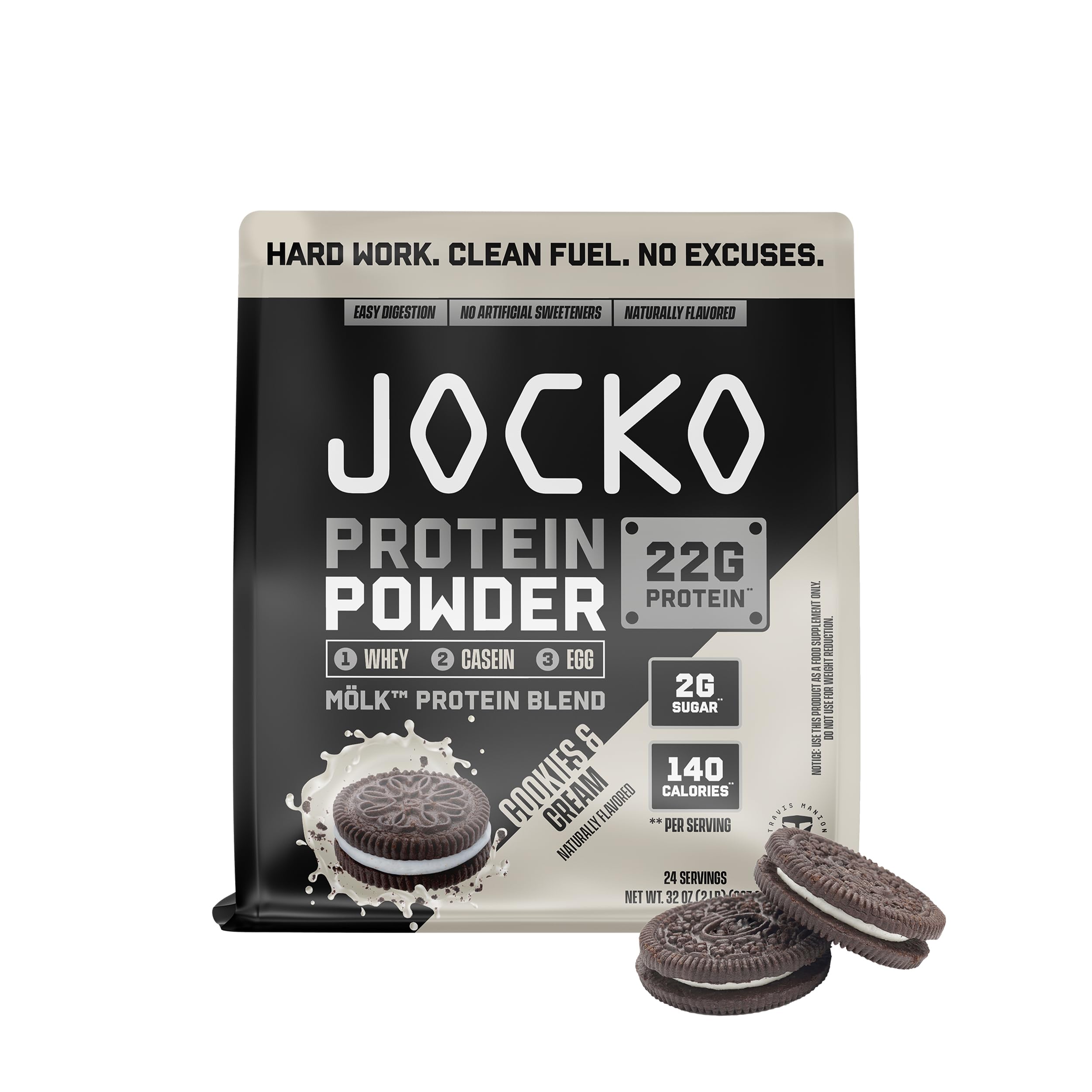 Jocko Fuel Mölk Whey Protein Powder 22g Low Sugar Monk Fruit Blend - Muscle Recovery & Growth, Packaging May Vary (26 Servings, Mint Chocolate)