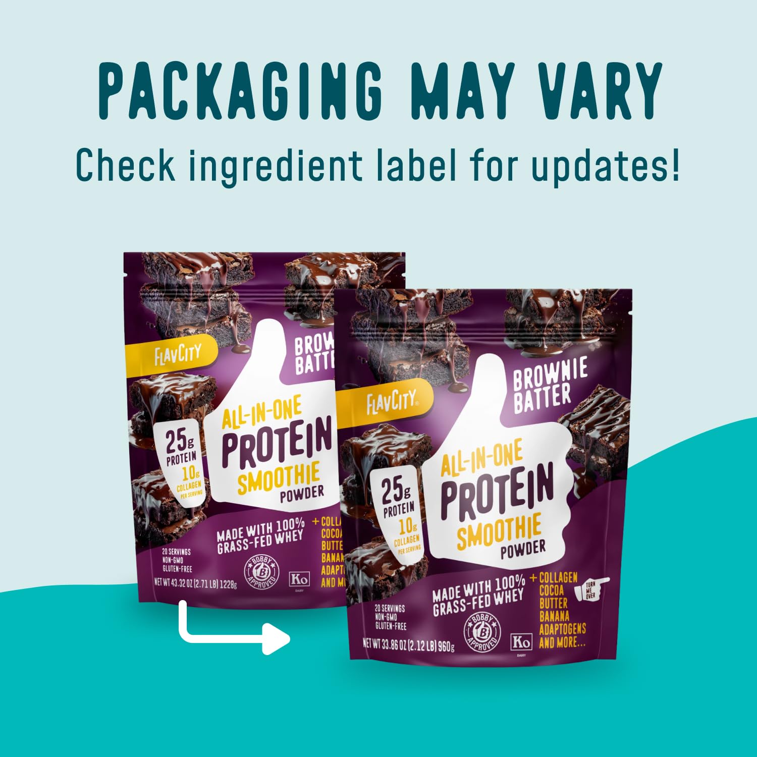 FlavCity Grass Fed Whey Protein Powder - Vanilla Smoothie - 25g Protein & 10g Collagen - Made with Real Vanilla Bean & Organic Coconut Milk - Gluten Free & No Added Sugars (20 Servings)