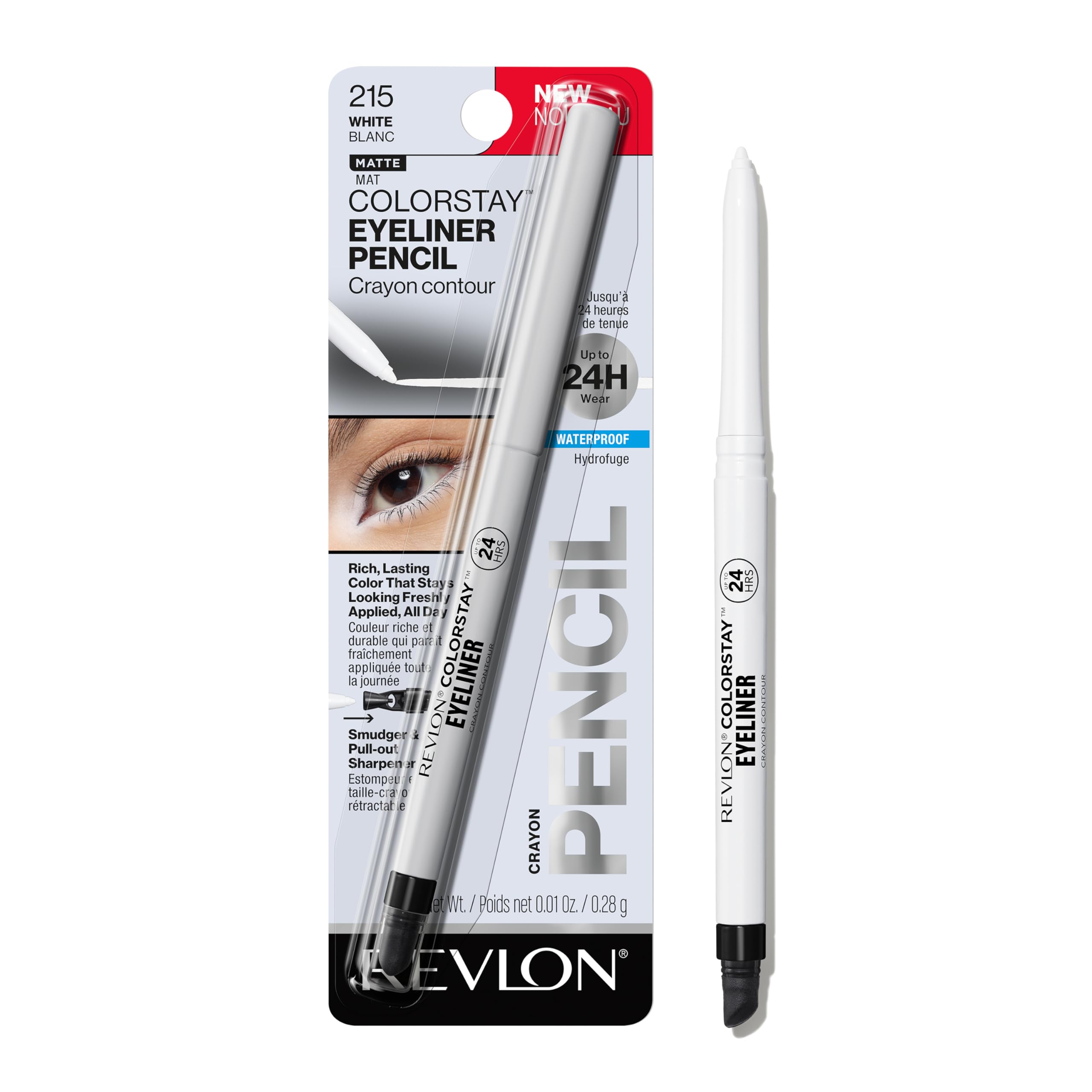 Revlon ColorStay Pencil Waterproof Eyeliner, Smudge-Proof, Eye Makeup with Built-In Sharpener, Stocking Stuffer for Women, 202 Black Brown, 0.01 oz