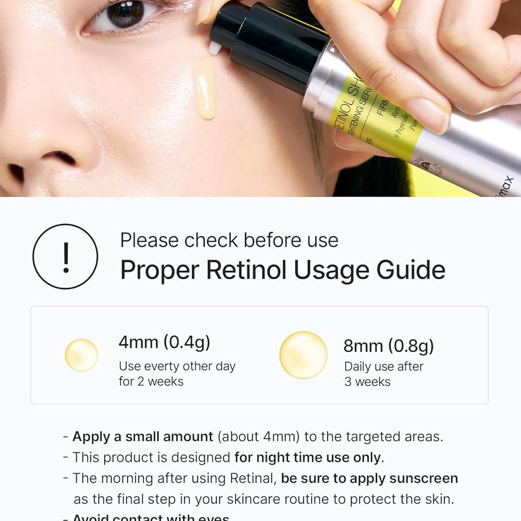 celimax The Vita A Retinol Shot Tightening Serum | with Pure Vitamin A Retinol, Peptide, Pore Minimizer, Wrinkles & Fine Lines, Firmer Skin, Anti-Aging, Skin Smoothing 30ml
