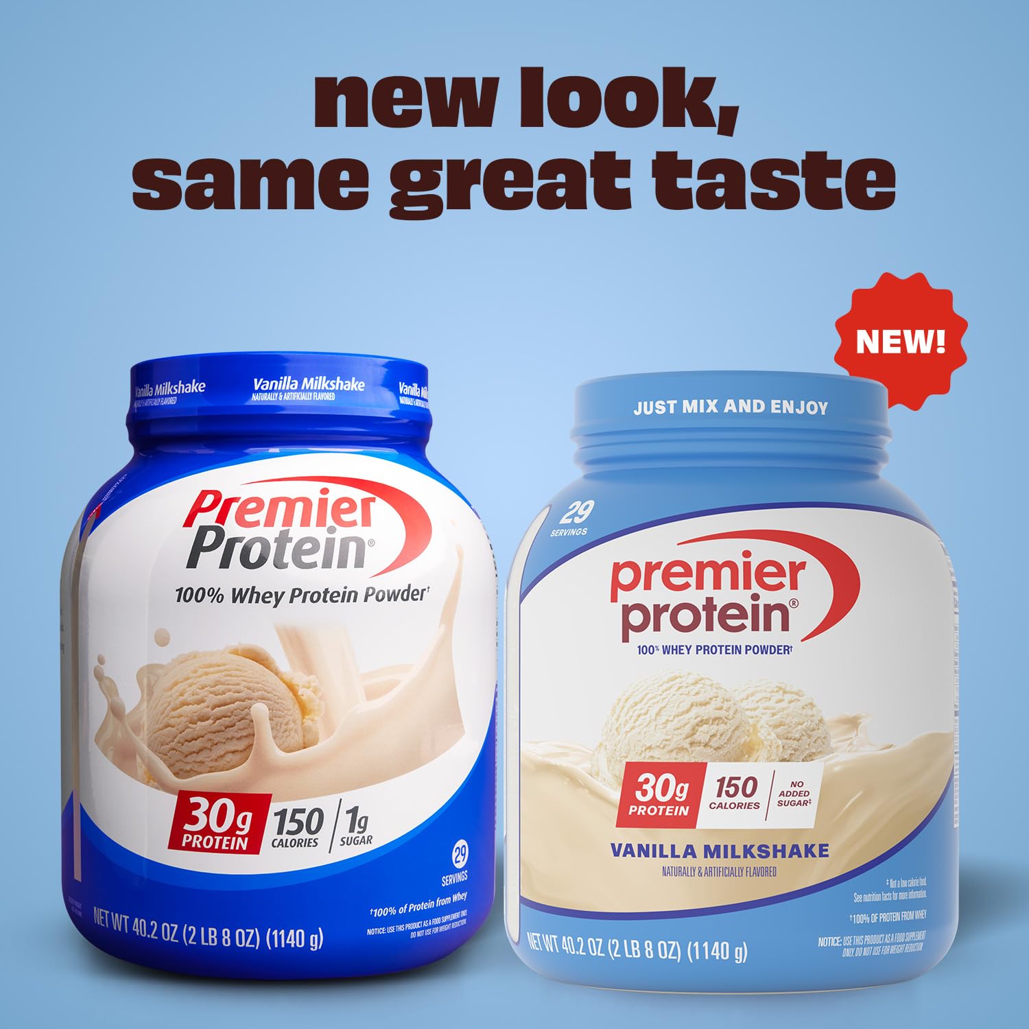 Premier Protein Powder, Vanilla Milkshake, 30g Protein, 1g Sugar, 100% Whey Protein, Keto Friendly, No Soy, Gluten Free, 23.3 oz, 17 Servings (Packaging May Vary)