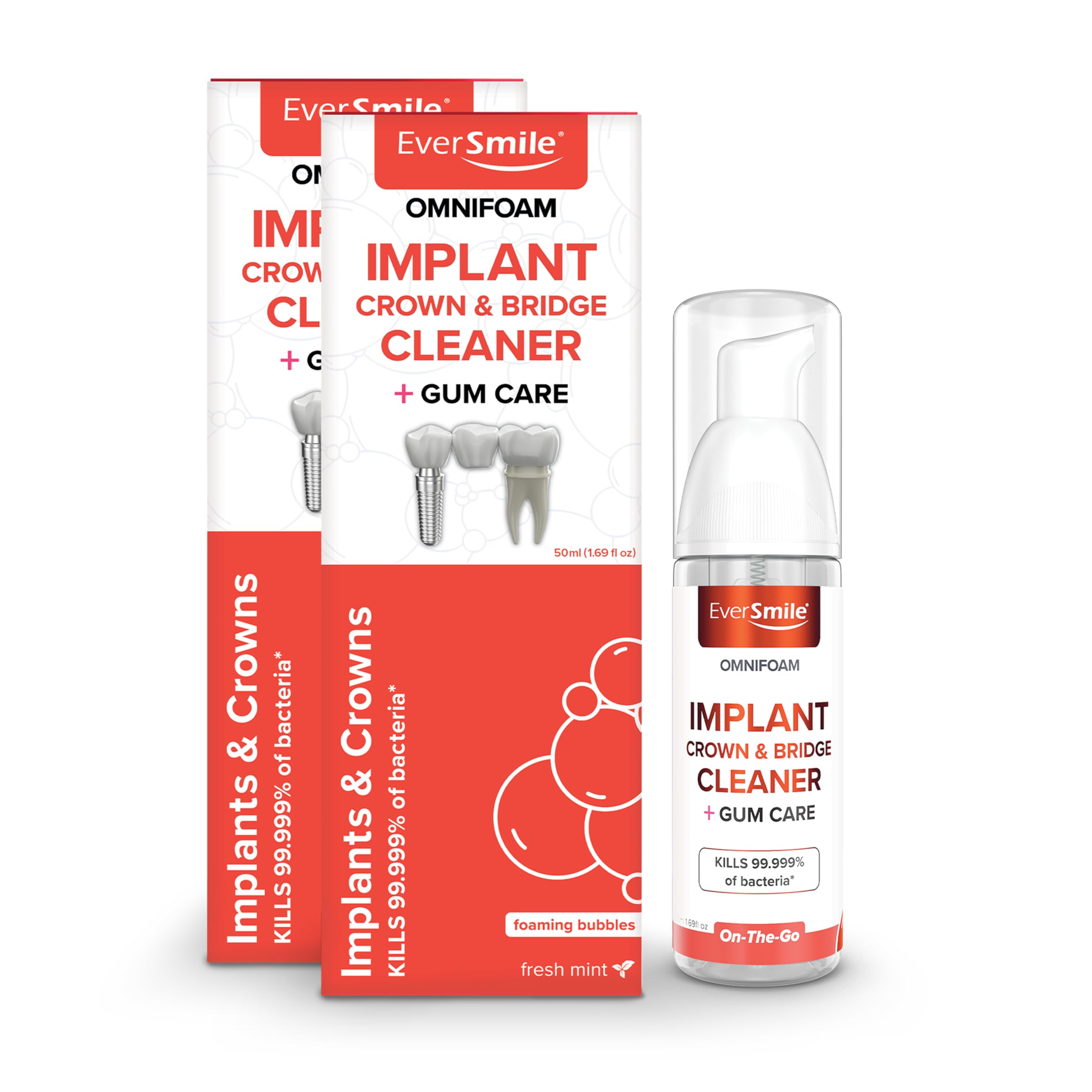 Eversmile OmniFoam Dental Cleaner – Cleaning Foam for Implants, Crowns, and Bridges – Pack of 1, 50ml Bottle