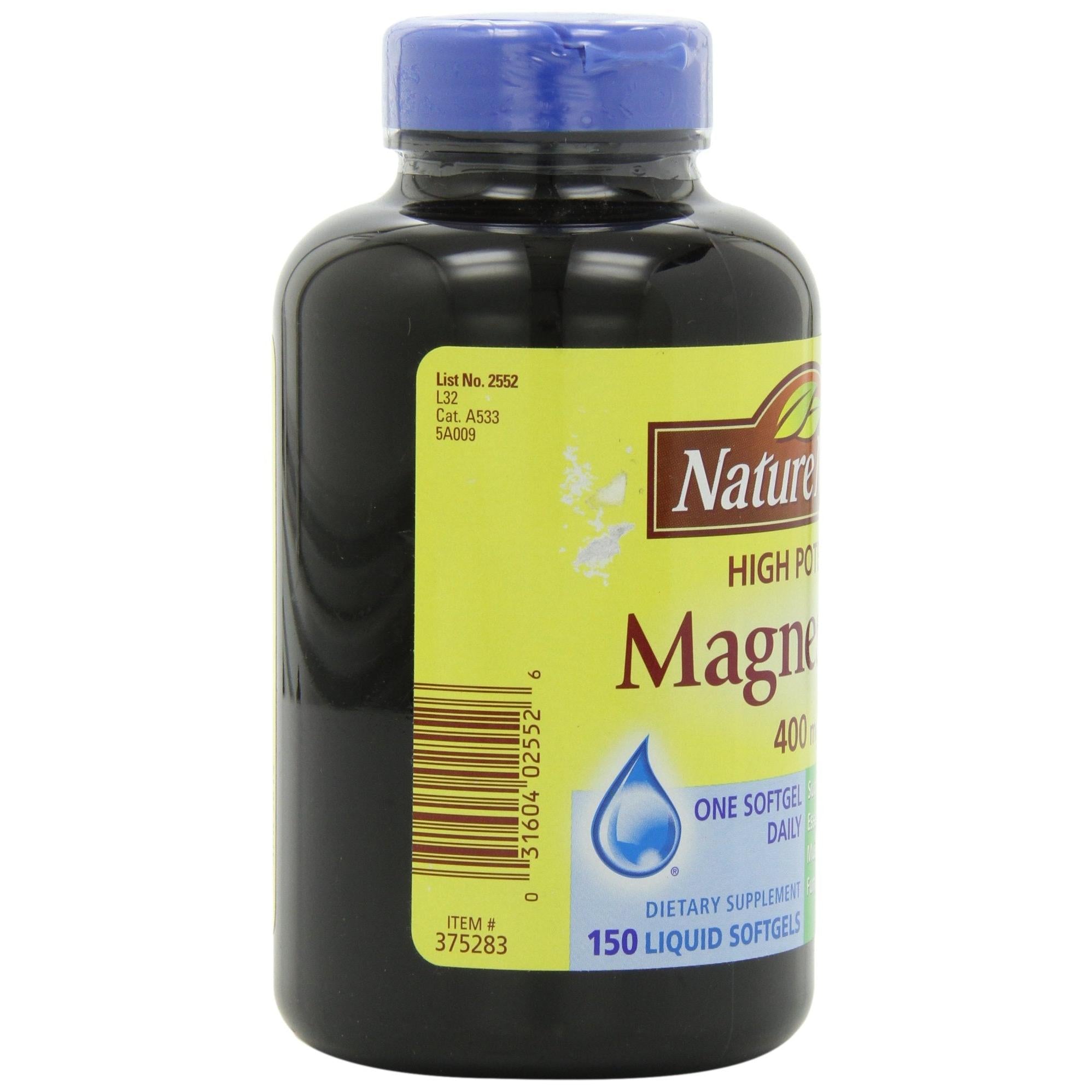 Nature Made High Potency Magnesium 400 mg - 150 Liquid Softgels,(Pack of 2)
