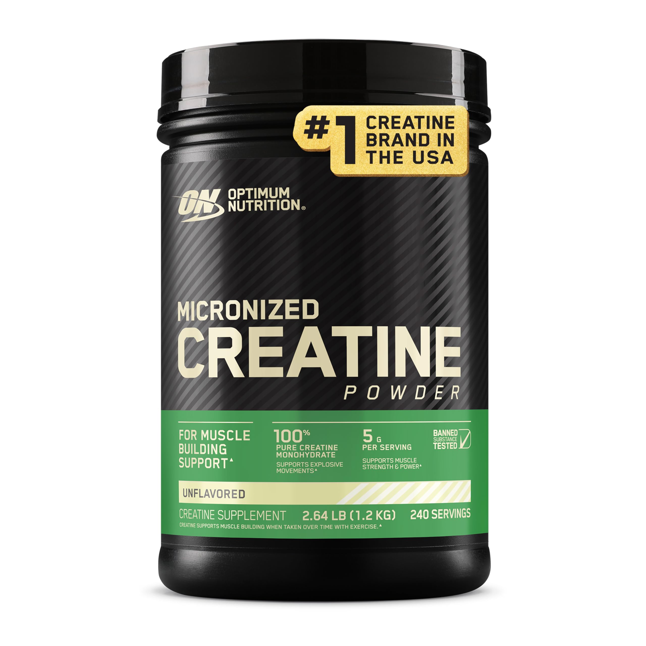 Optimum Nutrition Micronized Creatine Monohydrate Powder, Unflavored, 120 Servings, 600 Grams (Packaging May Vary)