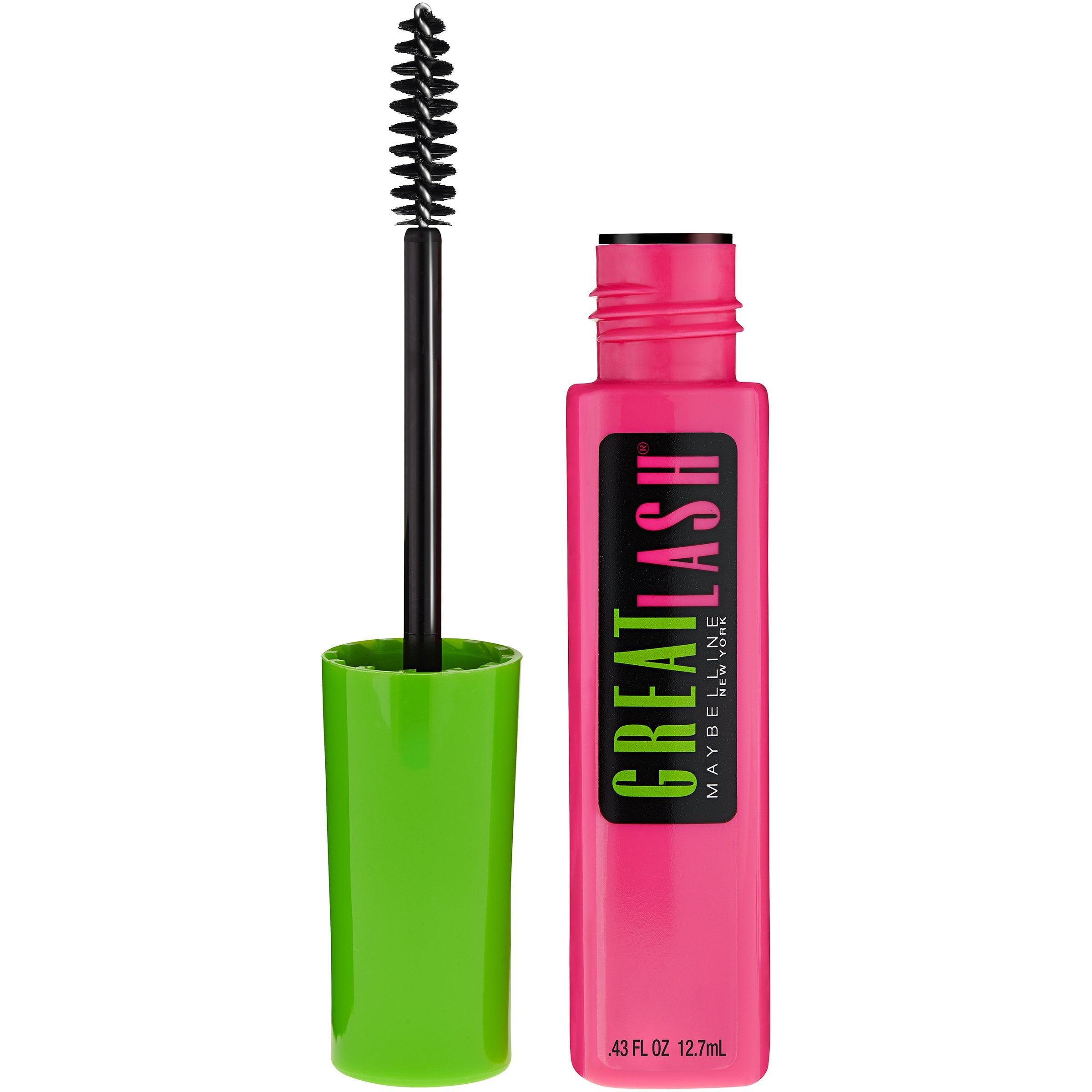 Maybelline Great Lash Washable Mascara Makeup, Volumizing Lash-Doubling Formula That Conditions As It Thickens, Blackest Black, 1 Count