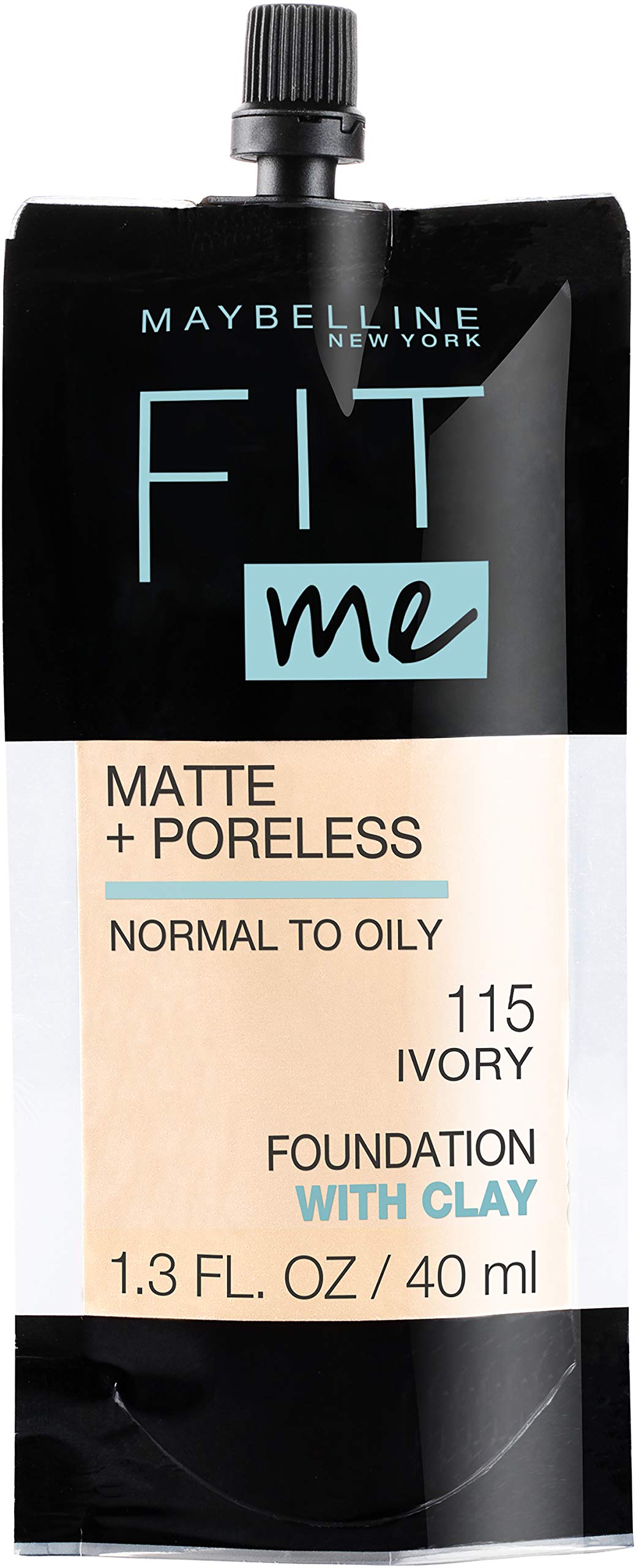 Maybelline Fit Me Matte + Poreless Liquid Oil-Free Foundation Makeup, Natural Ivory, 1 Count (Packaging May Vary)