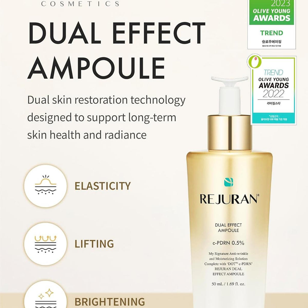 REJURAN® Dual Effect Anti-Aging Skincare Set – DOT c-PDRN® Ampoule & Turnover Cream for Skin Regeneration, Firming, and Deep Hydration – Korean Skincare with Salmon DNA (2 x 1.69 fl oz)