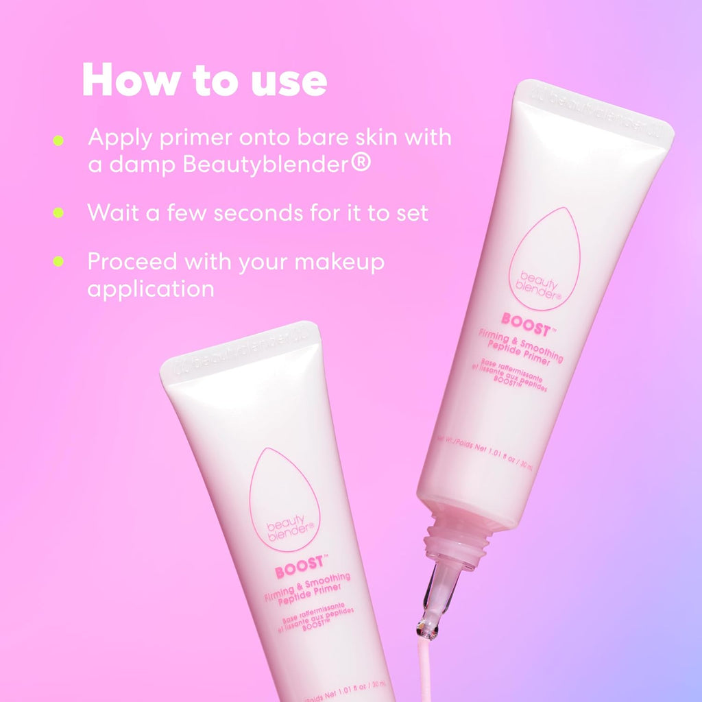 Beautyblender Boost 18-hour Firming & Smoothing Peptide + Ceramide Primer, Skincare Benefits with Powerful Long Lasting Makeup Properties, Cool Gripping Makeup Base Prep