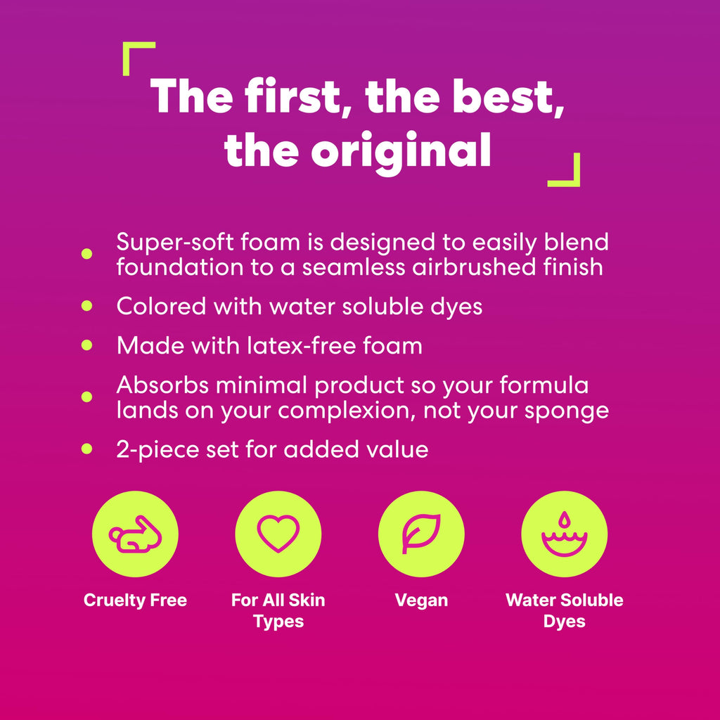 Beautyblender® | Original Pink Beauty Blender 2-Piece Bundle for Blending Foundations, Powders, and Creams, Super-Soft Foam for Streak-Free Application, Made in the USA, Reusable, Washable
