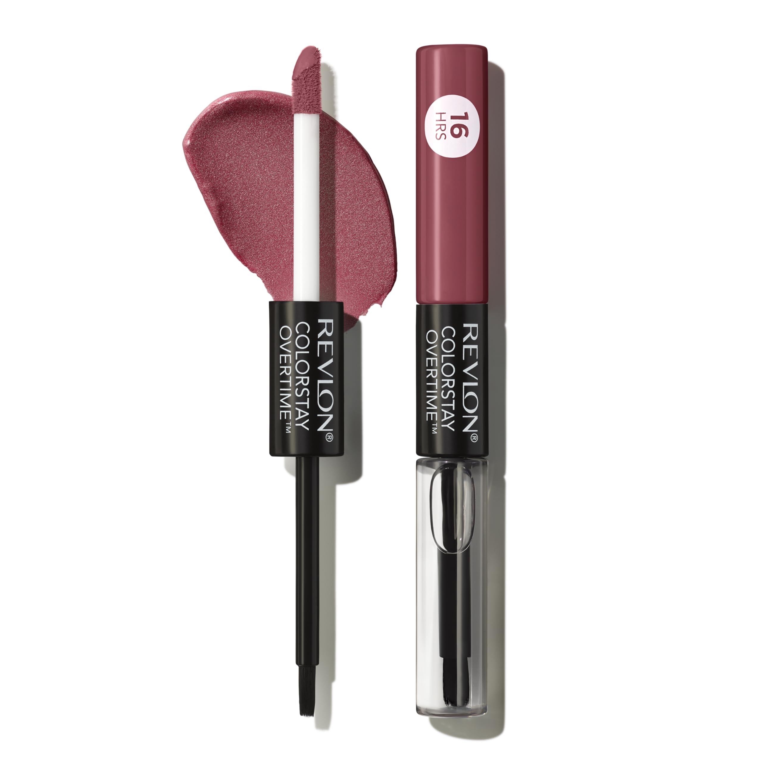 Revlon Liquid Lipstick with Clear Lip Gloss, ColorStay Overtime Lipcolor, Stocking Stuffer for Women, 350 Bare Maximum, 0.07 fl oz