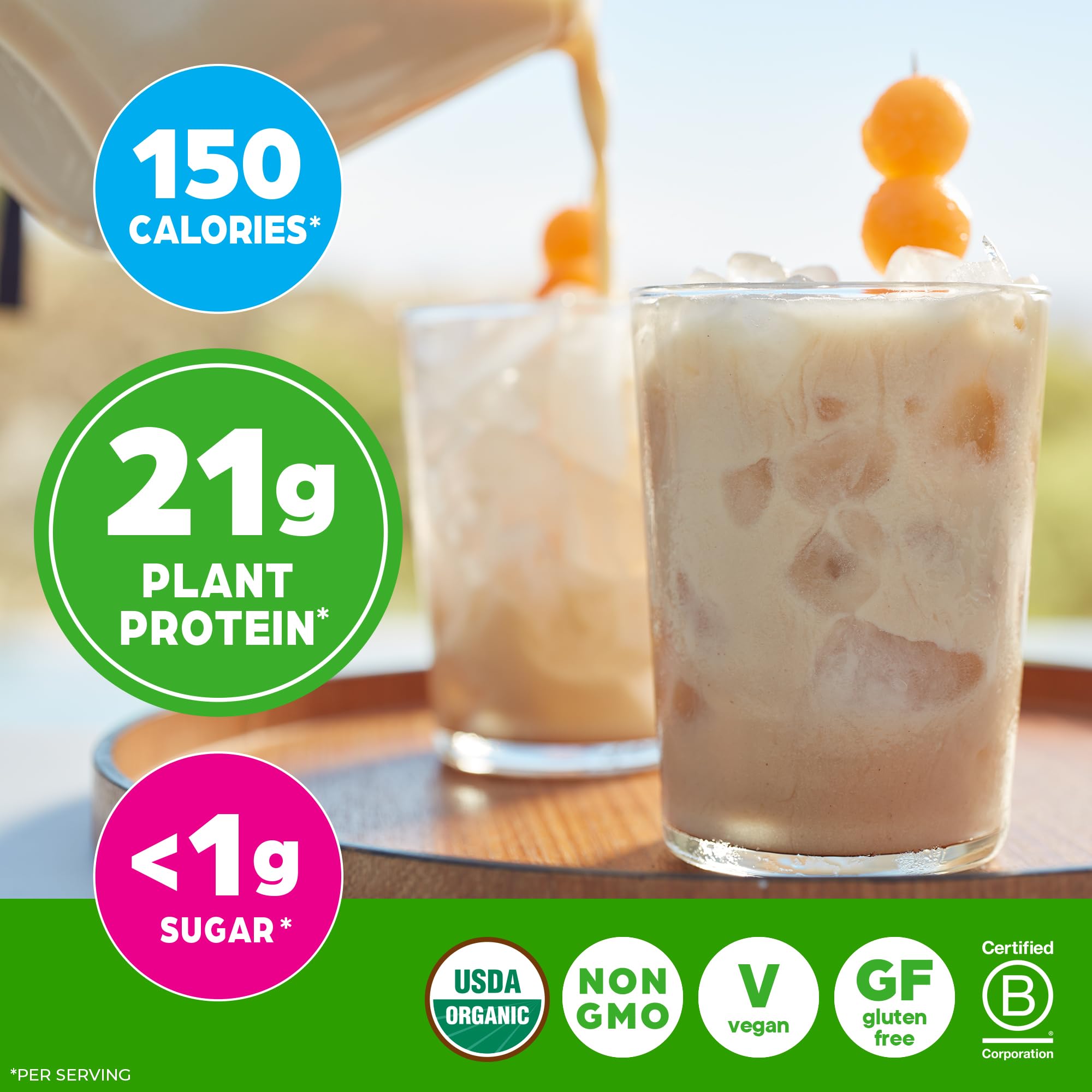 Orgain Organic Vegan Protein Powder, Vanilla Bean - 21g Plant Protein, 6g Prebiotic Fiber, No Lactose Ingredients, No Added Sugar, Non-GMO, For Shakes & Smoothies, 2.03 lb (Packaging May Vary)