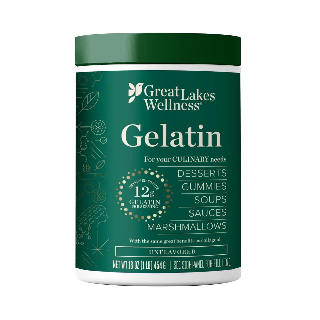 Great Lakes Wellness Beef Gelatin Powder for Culinary Needs - Perfect for Gummies, Marshmallows, Desserts and more - Unflavored - Grass-Fed, Kosher, Keto, Non-GMO 16 oz