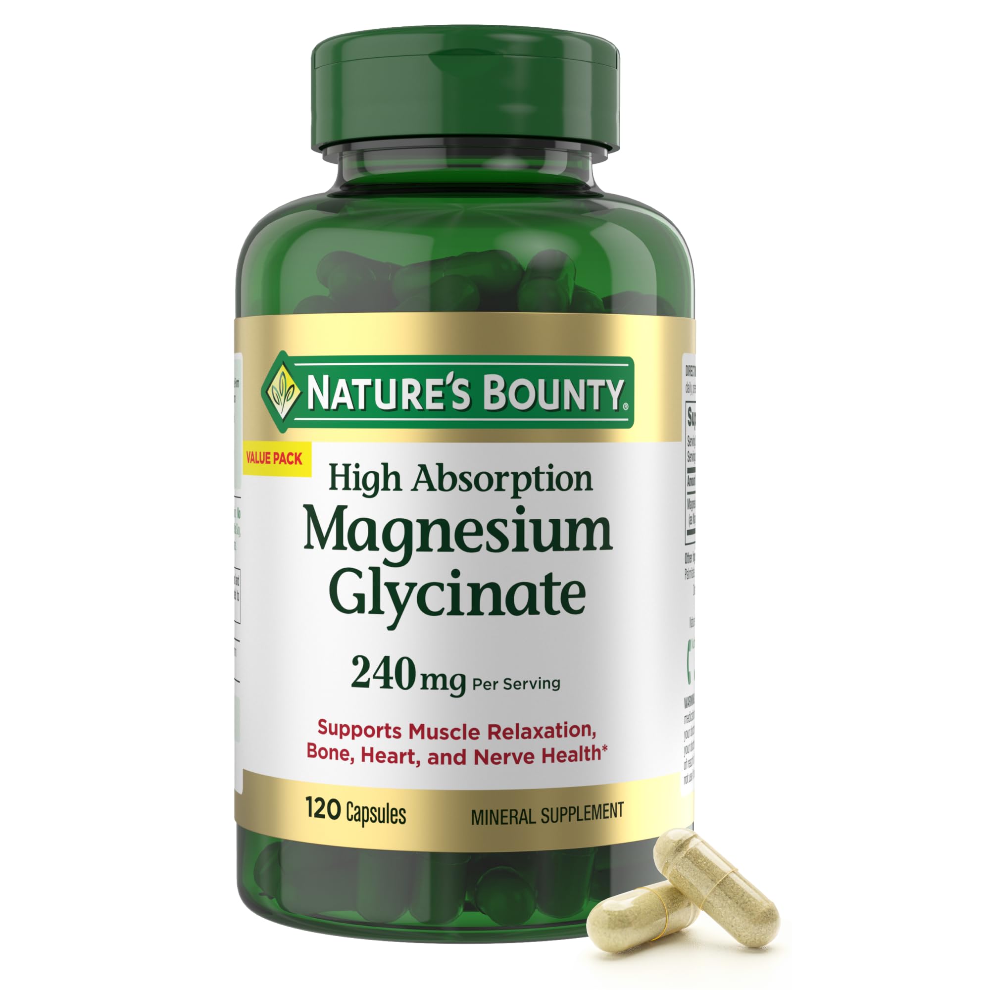 Nature's Bounty High Absorption Magnesium Glycinate 240mg 180 Capsules