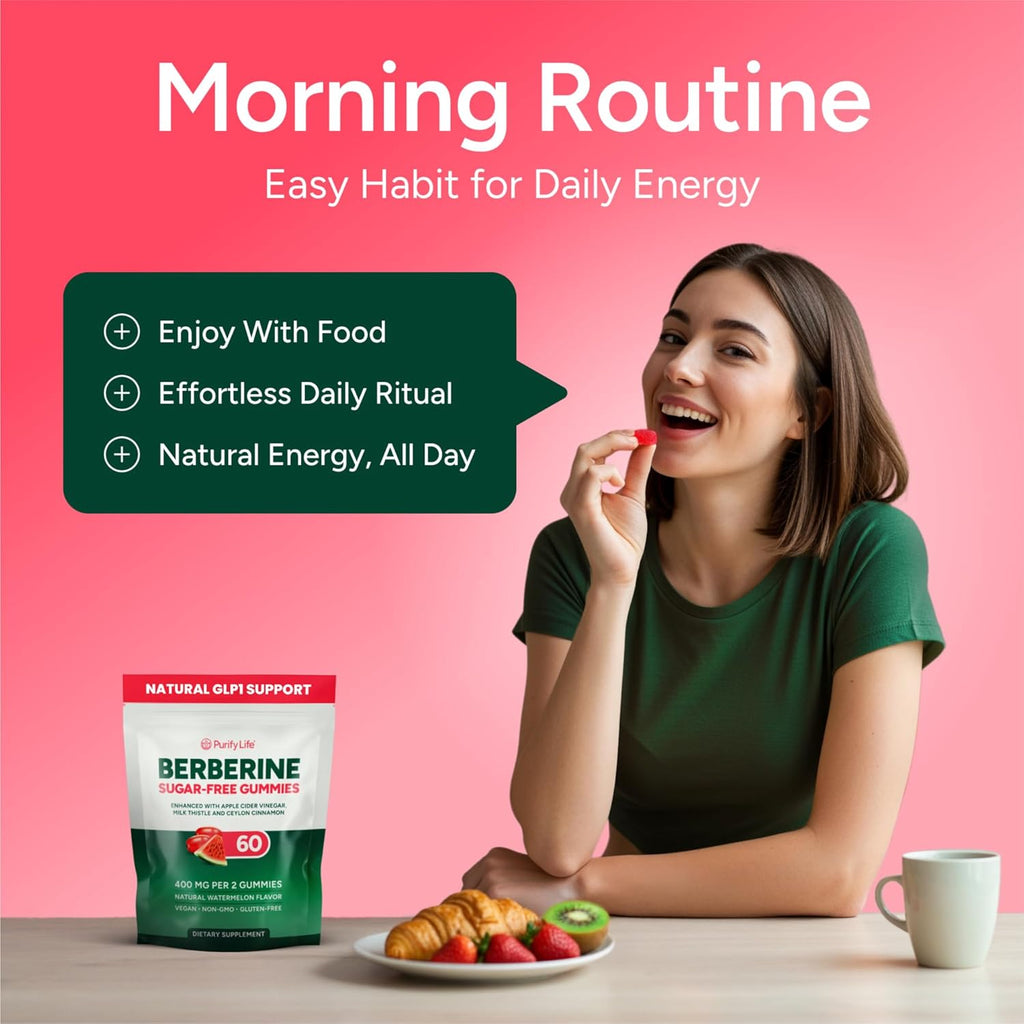 GLP-1 Support Supplement, Sugar-Free Berberine Complex Gummies with Ceylon Cinnamon, Milk Thistle, and ACV [AMPK Metabolic Activator] Berberine Supplement for Appetite Support and Metabolic Health