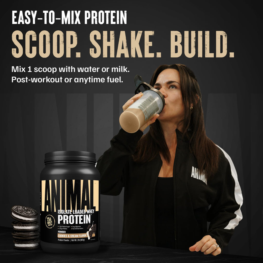 Animal Whey Isolate Protein Powder - Loaded for Pre & Post Workout Muscle Builder and Recovery with Digestive Enzymes for Men & Women - 25g Protein, Great Taste, Low Sugar - Strawberry 4 lbs