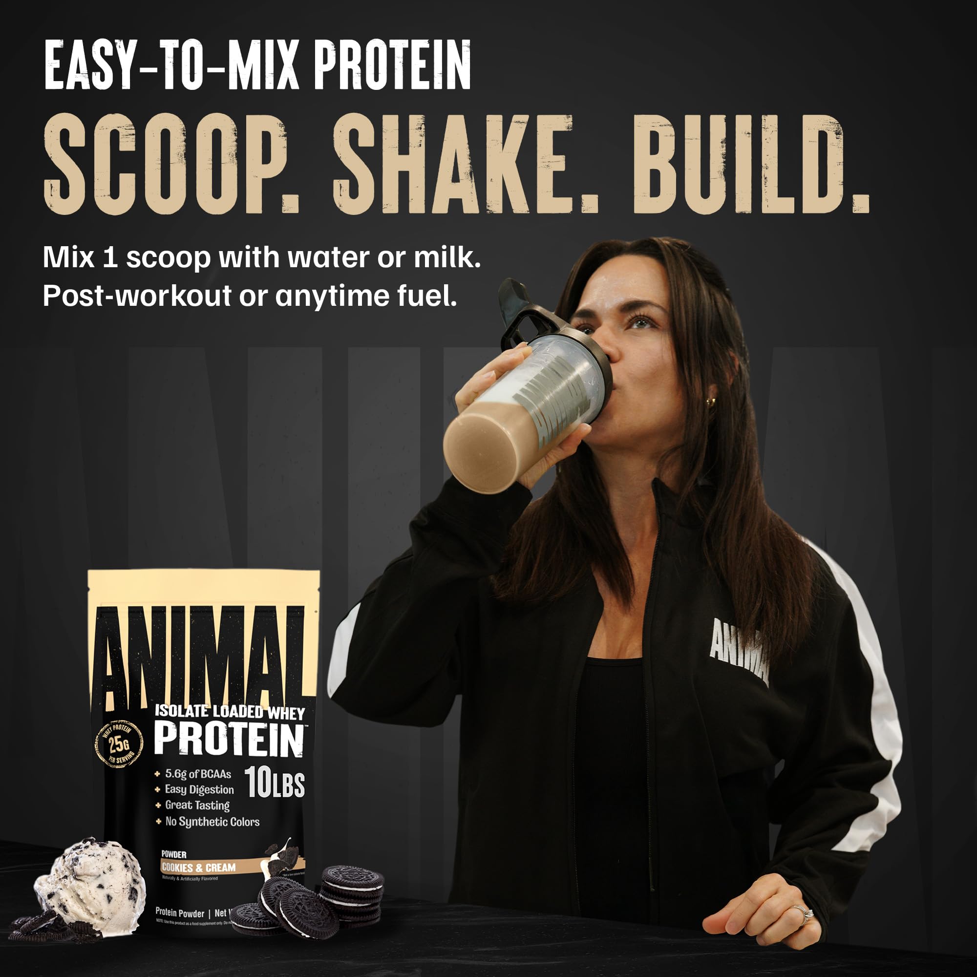 Animal Whey Isolate Protein Powder - Loaded for Pre & Post Workout Muscle Builder and Recovery with Digestive Enzymes for Men & Women - 25g Protein, Great Taste, Low Sugar - Strawberry 4 lbs