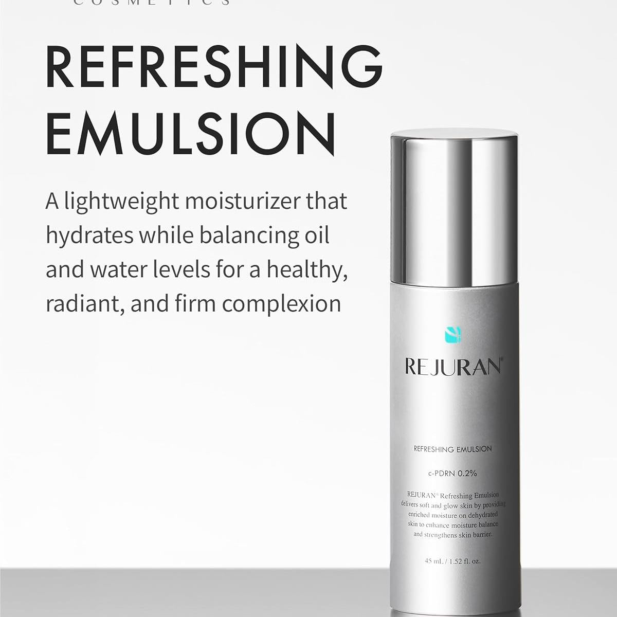 REJURAN® Refreshing Emulsion, c-PDRN® - Salmon DNA Facial Moisturizer for Deep Hydration, Radiance-Boosting, Firmness, Skin Elasticity, and Optimal Moisture Balance. Korean Skincare (1.52 fl oz)