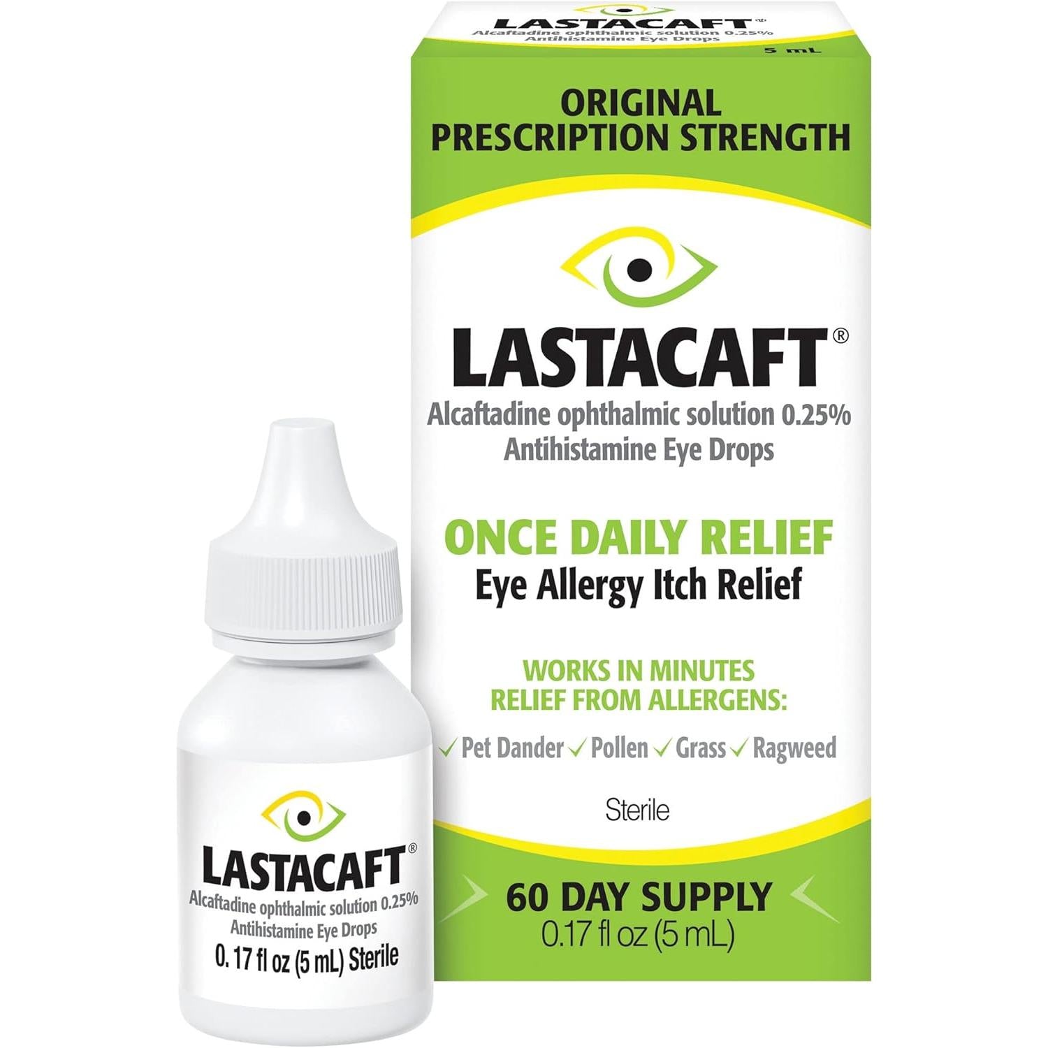 Lastacaft Once Daily Eye Allergy Itch Relief Drops, 0.17 fl oz (5 mL), 1 Count