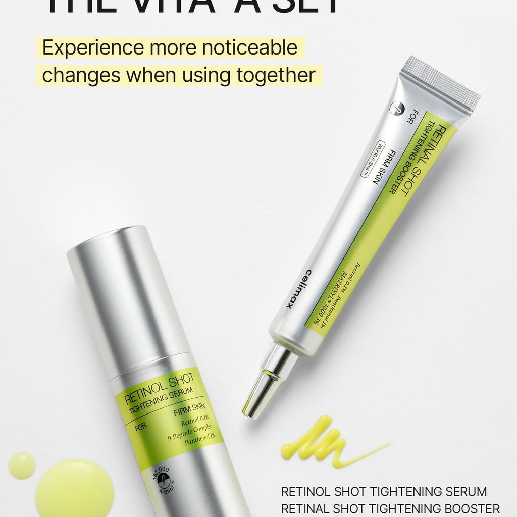 celimax The Vita A Retinal Shot Tightening Booster | 0.1% Retinal, 3% Matryxyl, High-Strength Retinoid for Anti-Aging, Pore Minimizer, Wrinkles & Fine Lines, Firmer Skin, 15ml