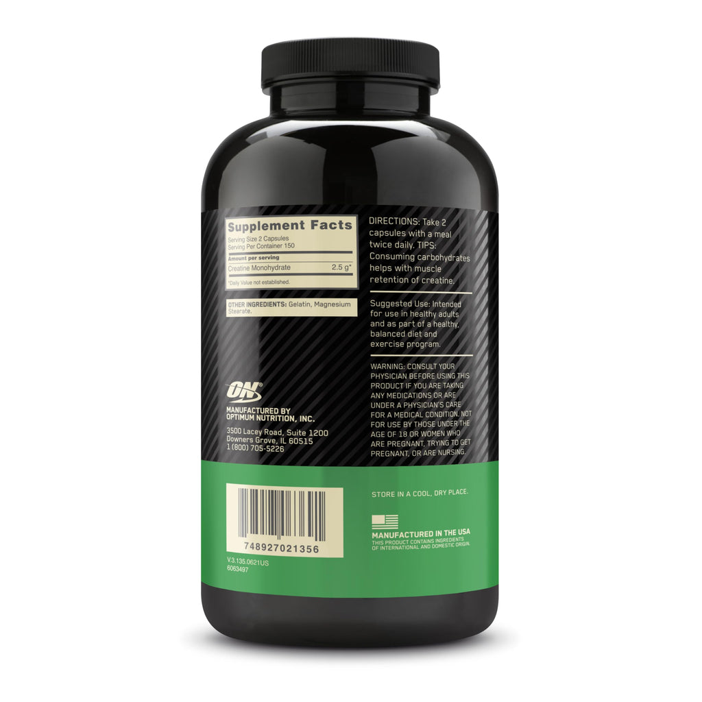 Optimum Nutrition Micronized Creatine Monohydrate Capsules, Keto Friendly, 2500mg, 100 Capsules