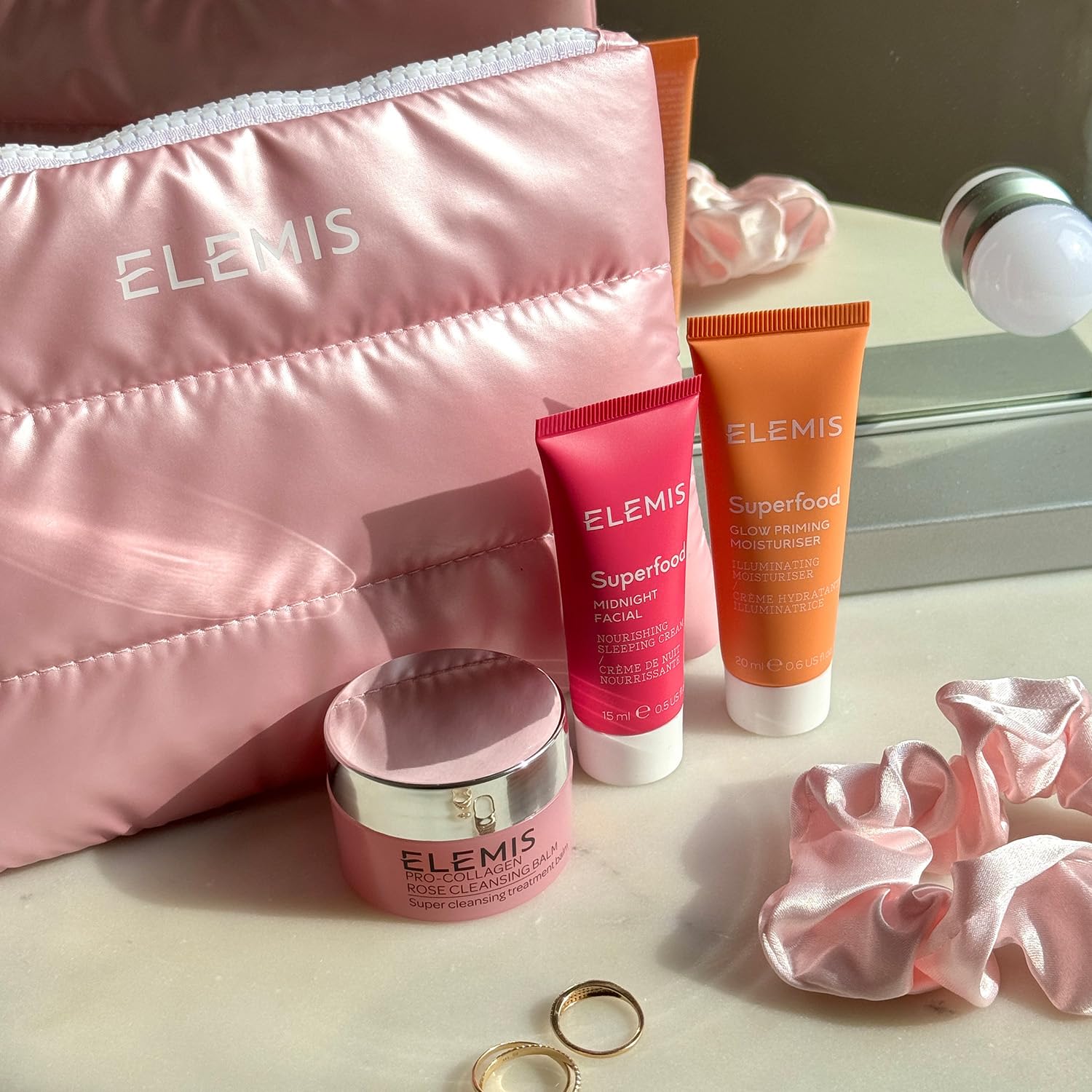 ELEMIS Way to Glow Exclusive Skincare Kit($70 Value) - Travel Set with Travel-Size Rose Cleansing Balm, Glow Priming Moisturizer & Midnight Facial, Nourish & Illuminate Skin all day