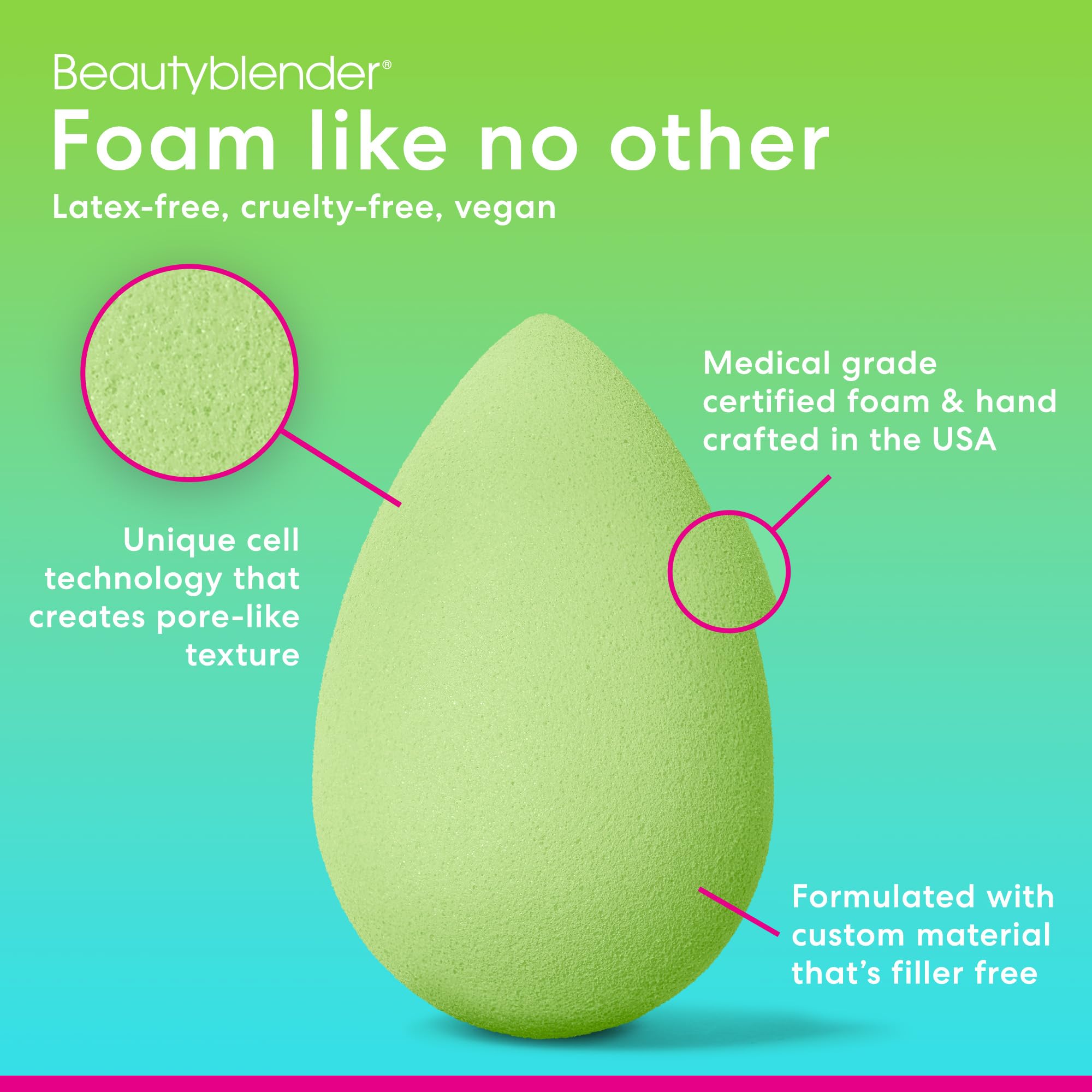 Beautyblender® | Bubble Beauty Blender Makeup Sponge, Super-Soft Foam Easily Blends Foundations, Powders & Creams, Made in USA, Reusable, Washable, Streak Free Application, Vegan, Cruelty Free