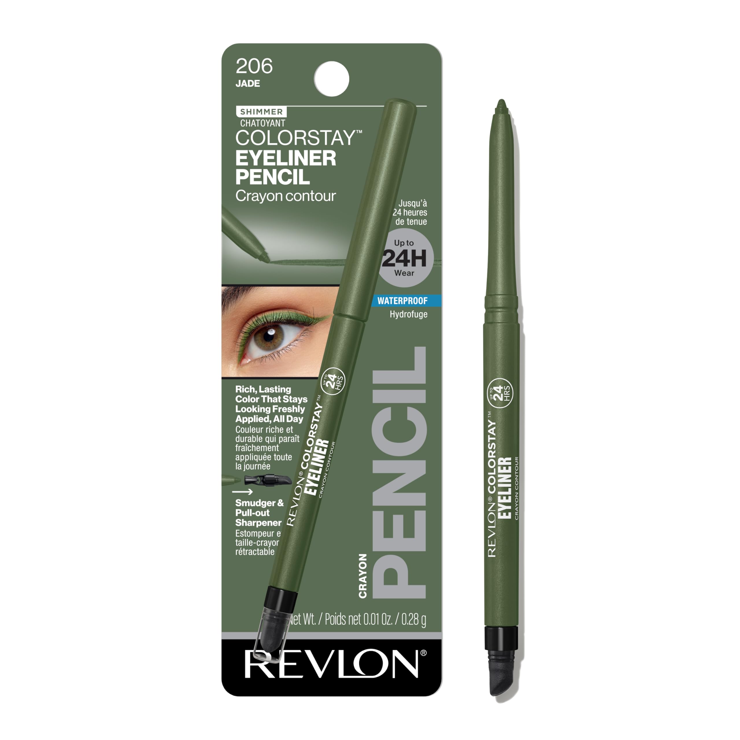 Revlon ColorStay Pencil Waterproof Eyeliner, Smudge-Proof, Eye Makeup with Built-In Sharpener, Stocking Stuffer for Women, 202 Black Brown, 0.01 oz