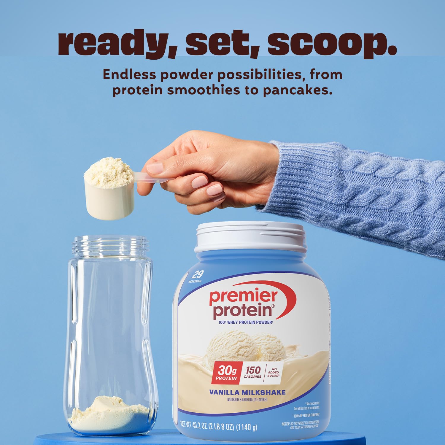 Premier Protein Powder, Vanilla Milkshake, 30g Protein, 1g Sugar, 100% Whey Protein, Keto Friendly, No Soy, Gluten Free, 23.3 oz, 17 Servings (Packaging May Vary)