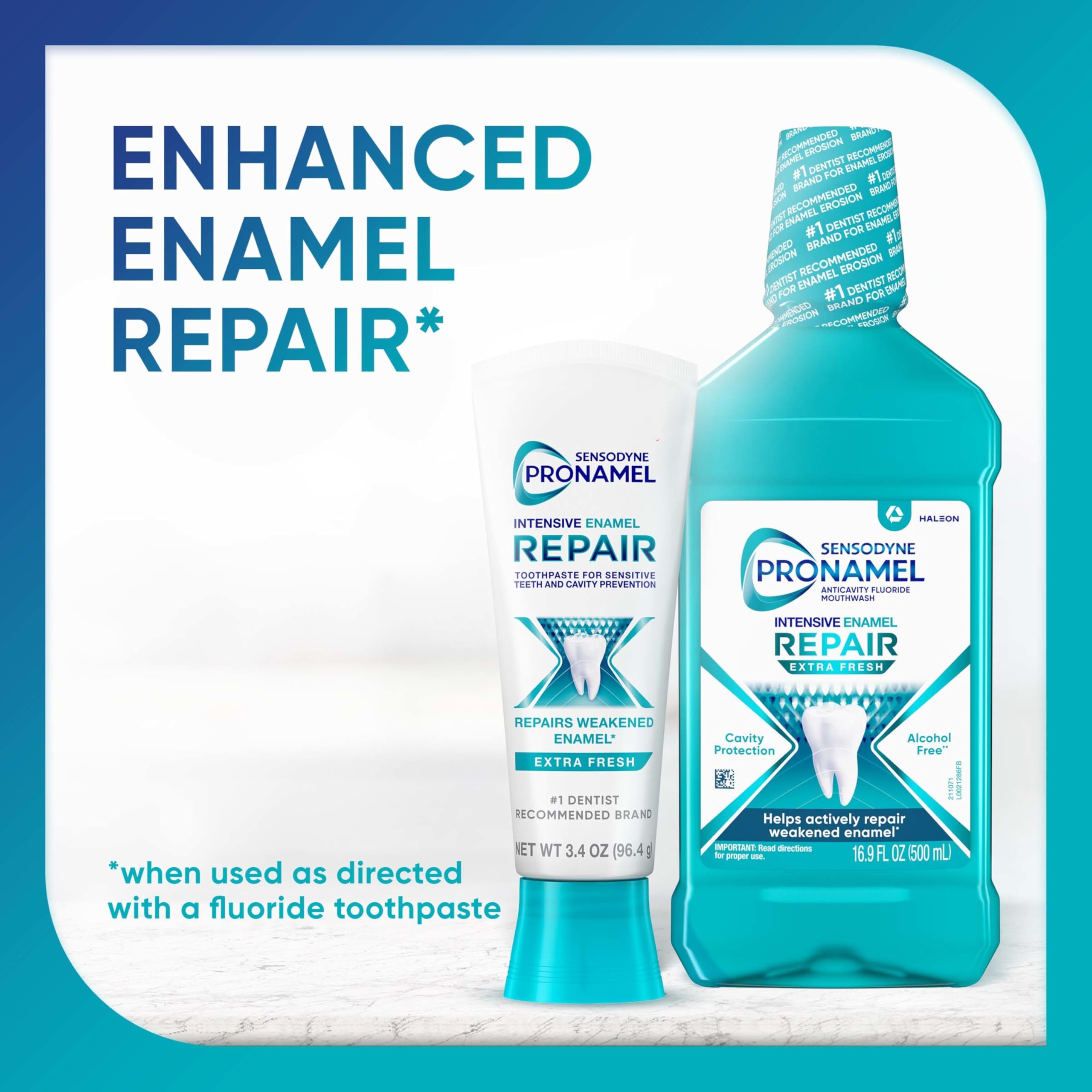 Sensodyne Pronamel Intensive Enamel Repair Alcohol-Free Mouthwash to Help Actively Repair Enamel and Protect Against Cavities, Extra Fresh, 16.9 fl oz (3 Pack)