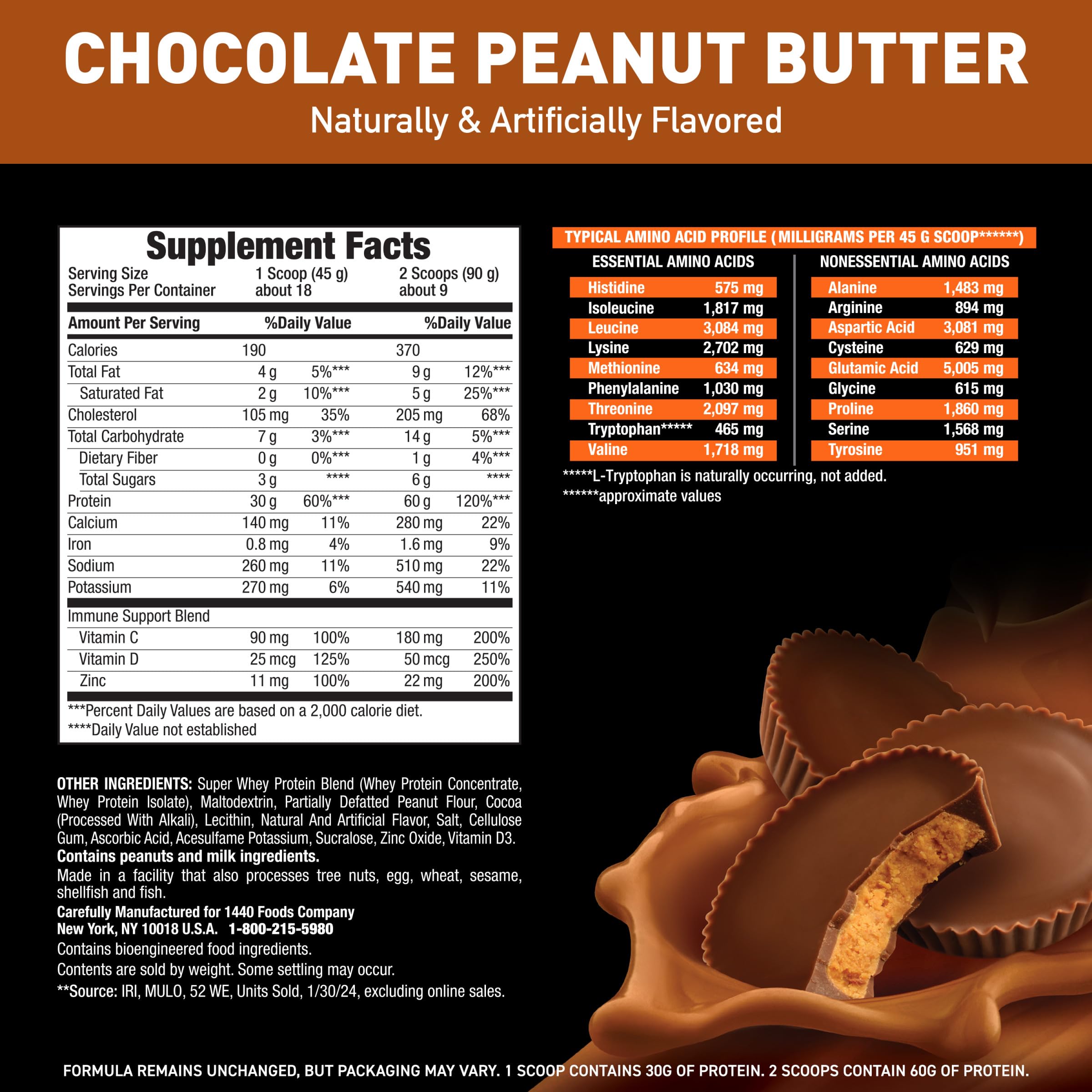 Body Fortress Super Advanced Whey Protein Powder, Chocolate, Immune Support (1), Vitamins C & D Plus Zinc, 3.9 lbs.