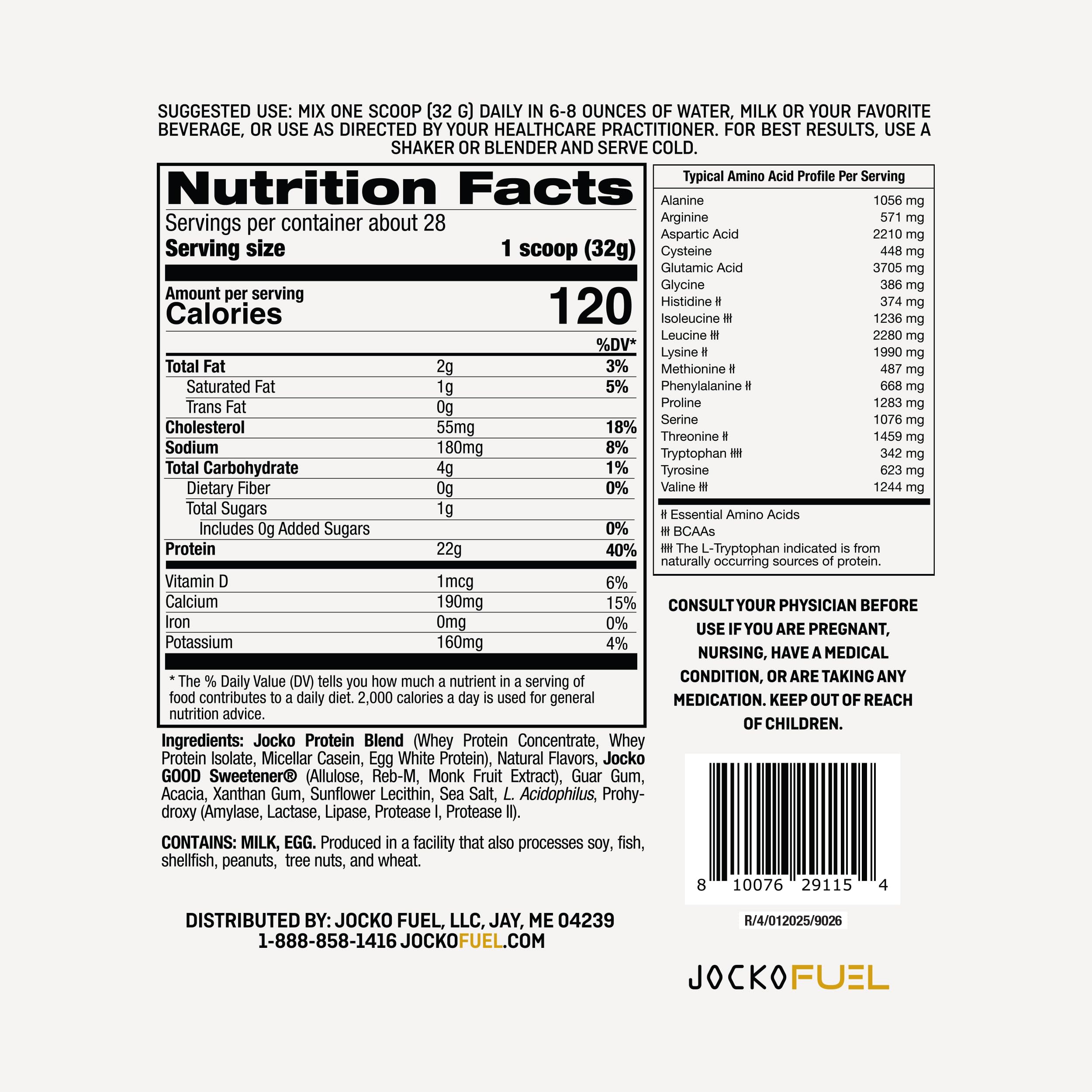 Jocko Fuel Mölk Whey Protein Powder 22g Low Sugar Monk Fruit Blend - Muscle Recovery & Growth, Packaging May Vary (26 Servings, Mint Chocolate)