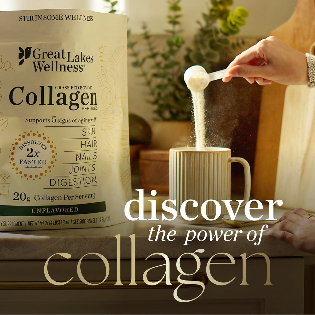 Great Lakes Wellness Collagen Peptides Powder for Skin, Hair, Nails, Joints & Digestion - Unflavored - 22 Servings (Pack of 1)