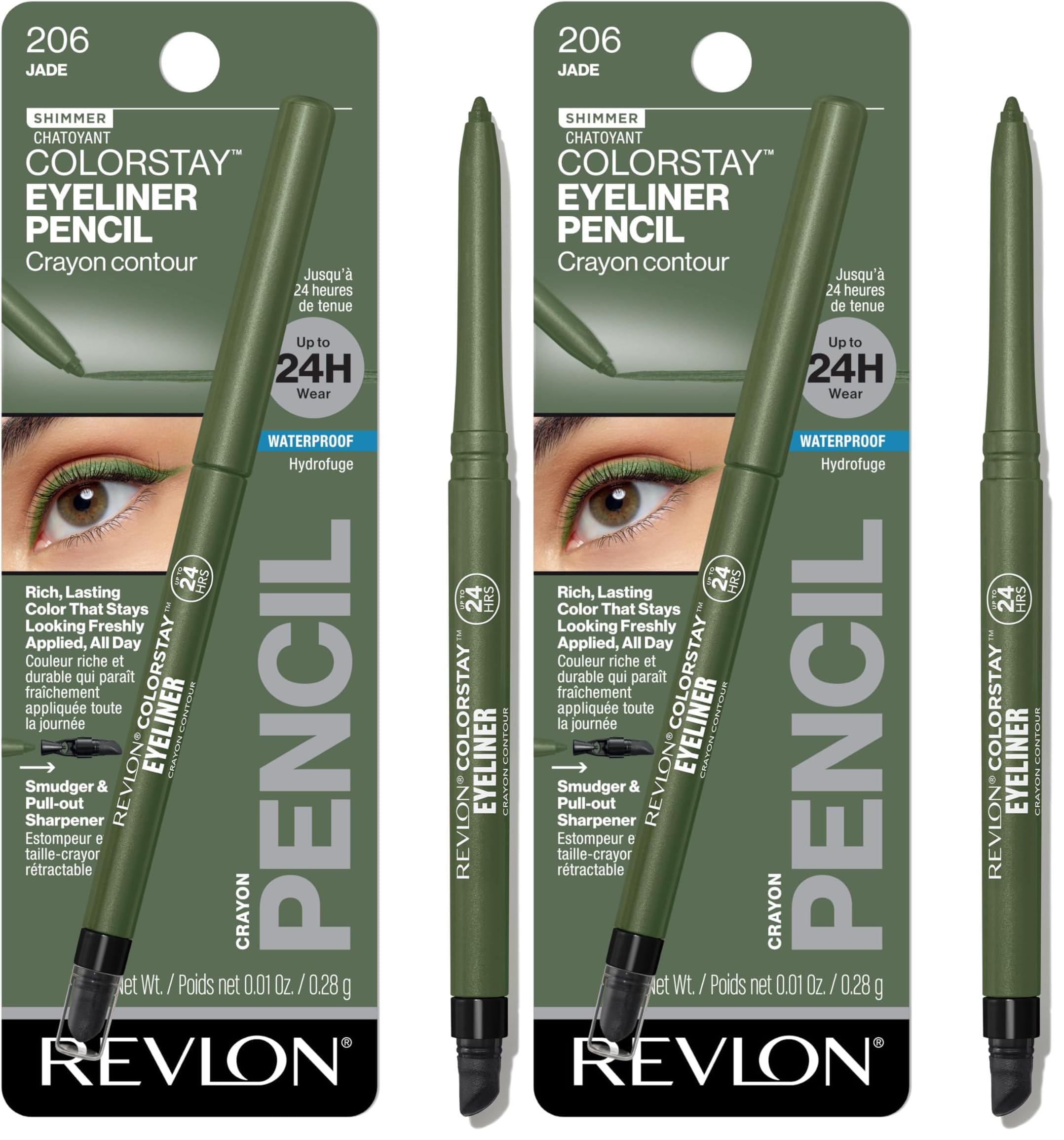 Revlon ColorStay Pencil Waterproof Eyeliner, Smudge-Proof, Eye Makeup with Built-In Sharpener, Stocking Stuffer for Women, 202 Black Brown, 0.01 oz