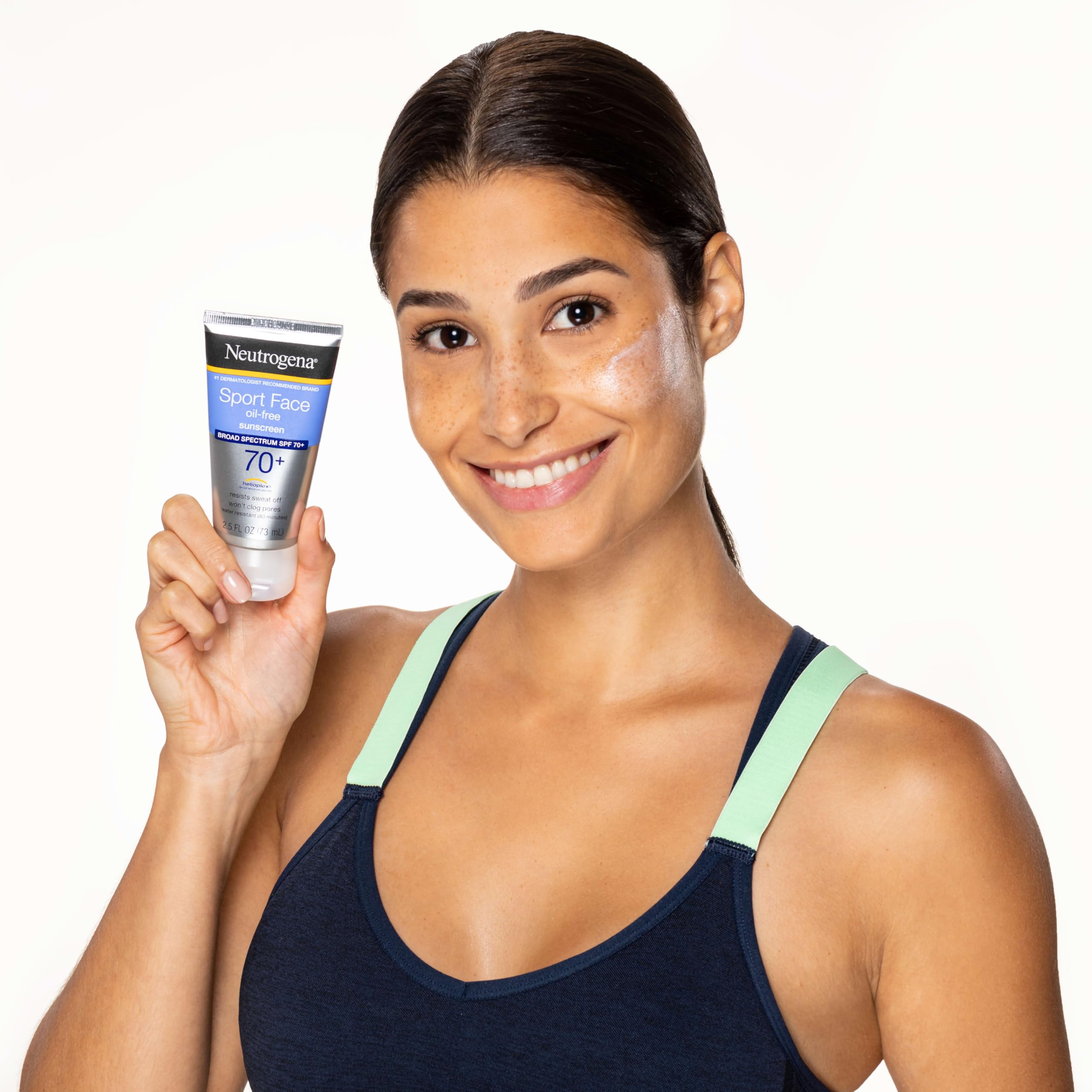 Neutrogena Sport Face Sunscreen SPF 70+, Oil-Free, 2.5 fl oz, Sweat & Water-Resistant, Broad-Spectrum UVA/UVB, Nourish & Restore Skin Balance, Oxybenzone Free Sunscreen For Face