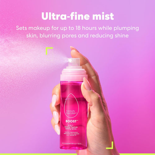 beautyblender Boost 4-in-1 Firming Peptide Setting Spray, Set Makeup Up to 18 hours, Plump & Hydrate Skin, While Blur Pores and Reduce Shine