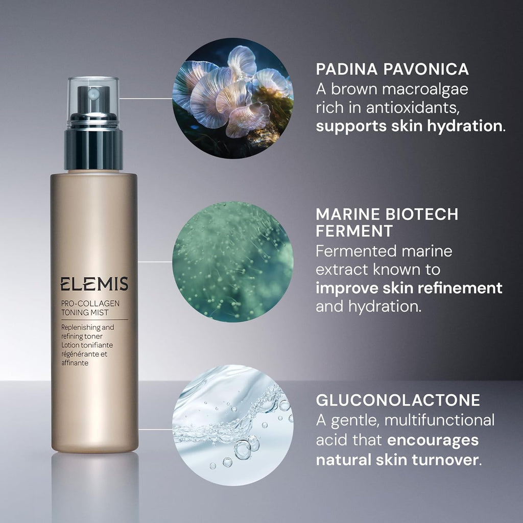 ELEMIS Pro-Collagen Toning Mist 150ml, Hydrating PHA Facial Mist to Refine Pores & Smooth Skin