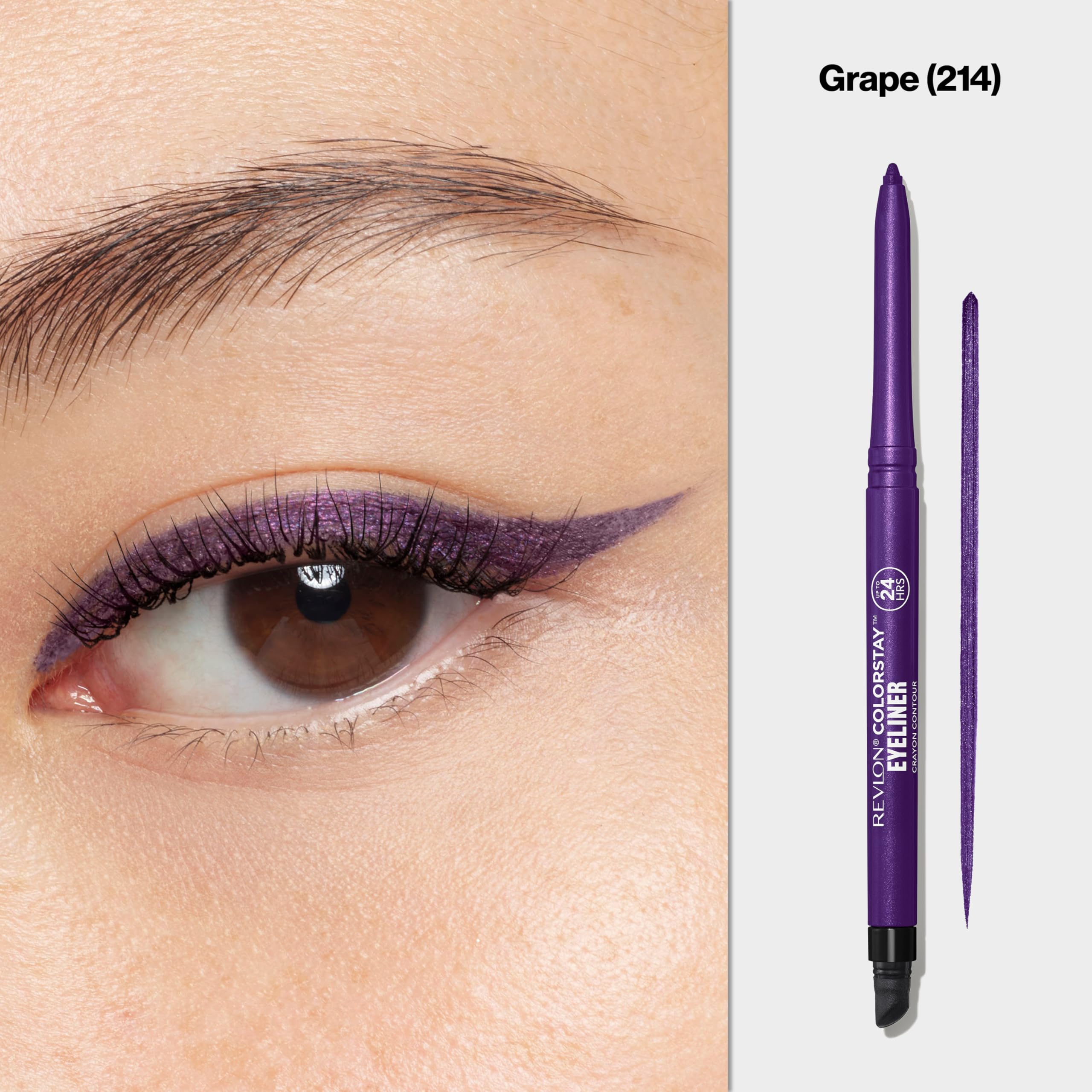Revlon ColorStay Pencil Waterproof Eyeliner, Smudge-Proof, Eye Makeup with Built-In Sharpener, Stocking Stuffer for Women, 202 Black Brown, 0.01 oz