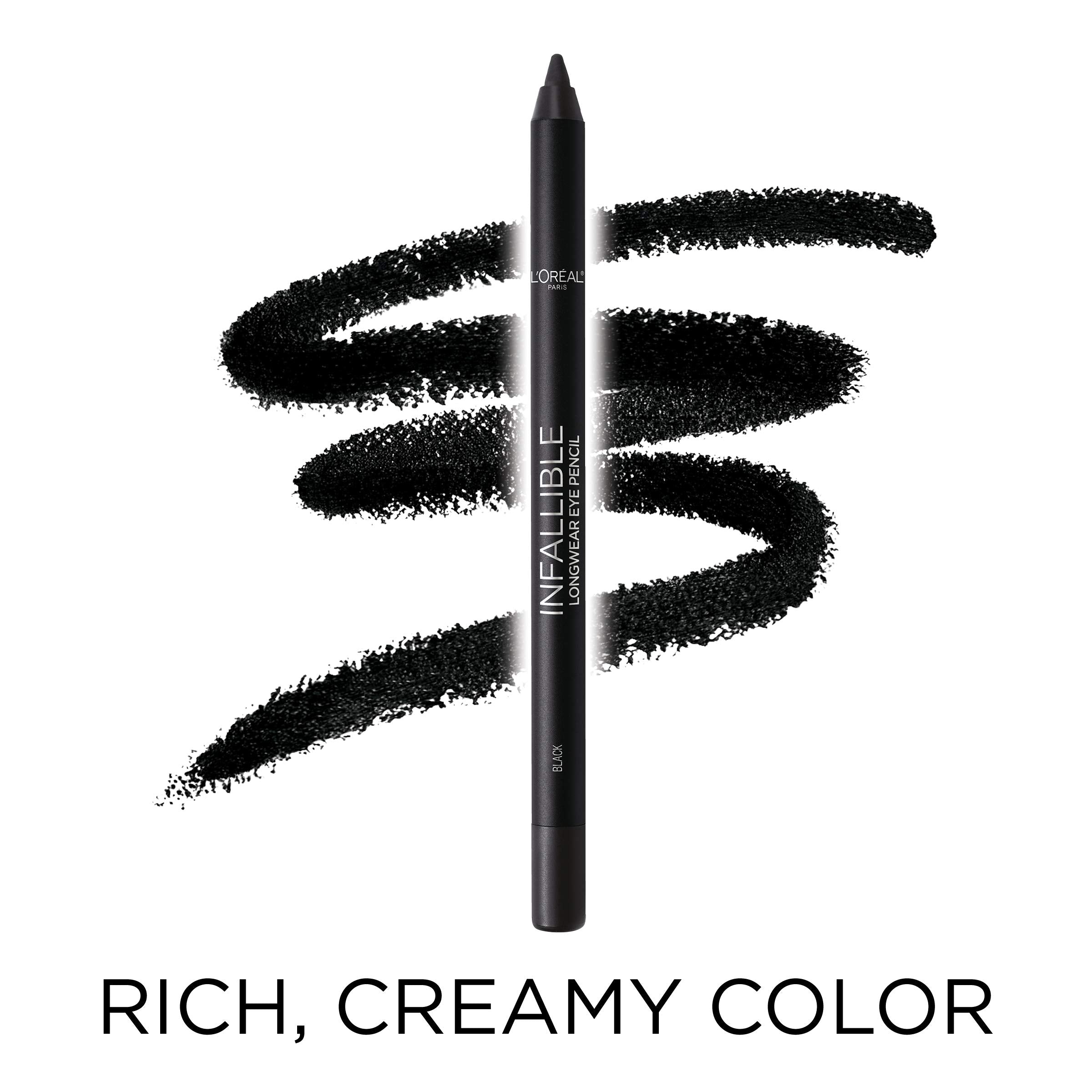 L'Oreal Paris Makeup Infallible Pro-Last Pencil Eyeliner, Waterproof and Smudge-Resistant, Glides on Easily to Create any Look, Black, 0.042 oz., 1 Count
