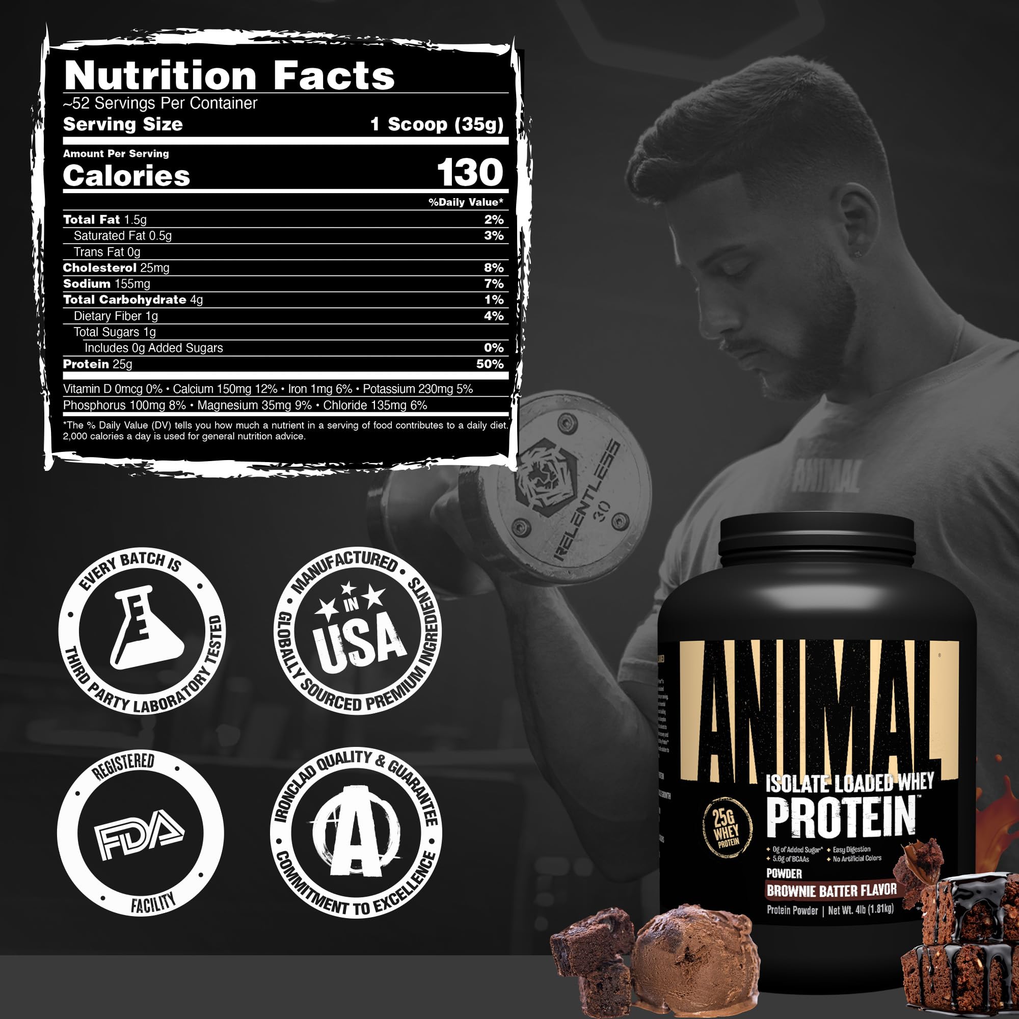 Animal Whey Isolate Protein Powder - Loaded for Pre & Post Workout Muscle Builder and Recovery with Digestive Enzymes for Men & Women - 25g Protein, Great Taste, Low Sugar - Strawberry 4 lbs