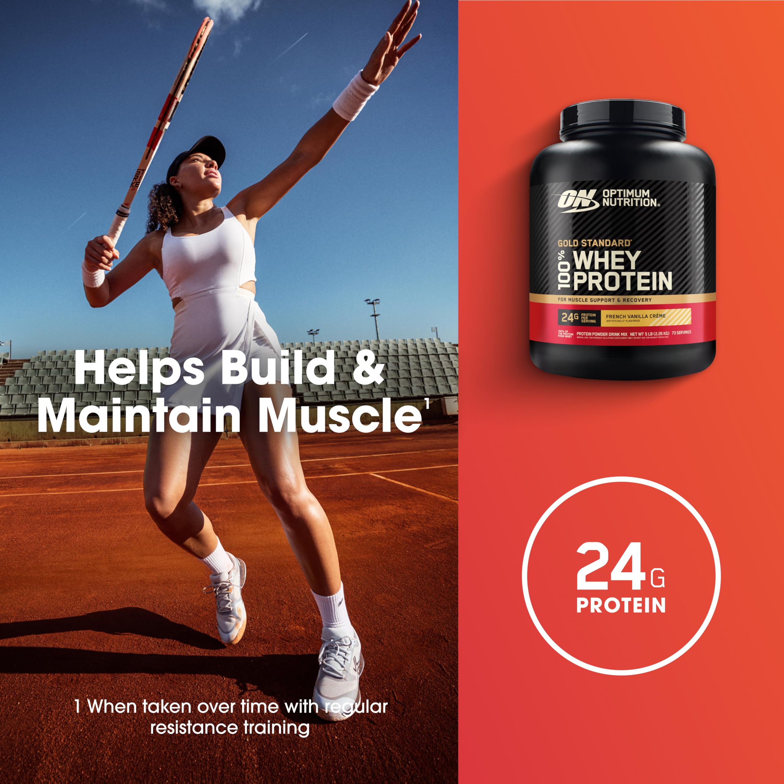 Optimum Nutrition Gold Standard 100% Whey Protein Powder, Vanilla Ice Cream, 2 Pound (Packaging May Vary)