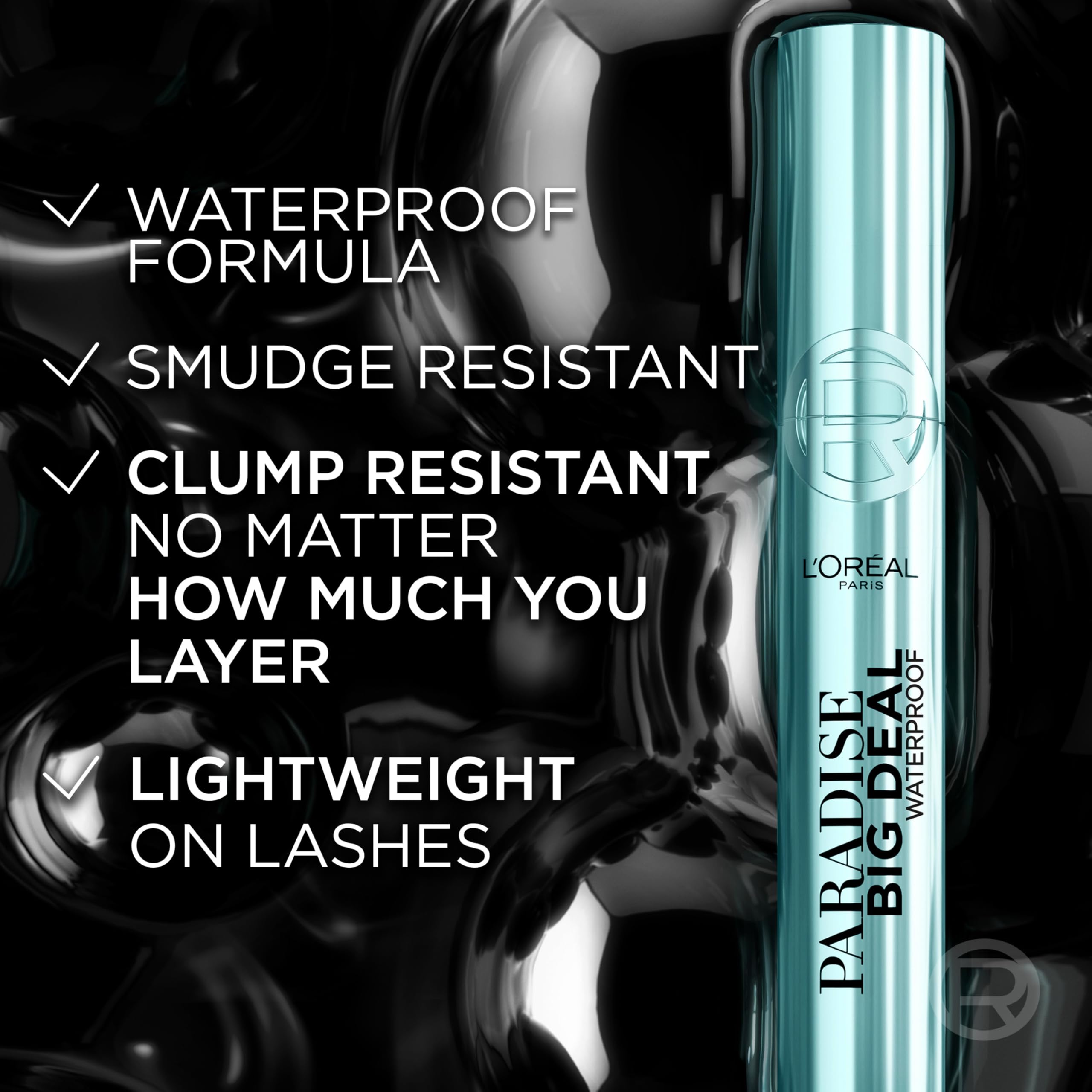 L'Oreal Paris Paradise Big Deal Mascara, Volumizing and Lengthening Formula, Buildable, Clump Resistant, Washable Blackest Black Mascara, 0.33 Fl Oz