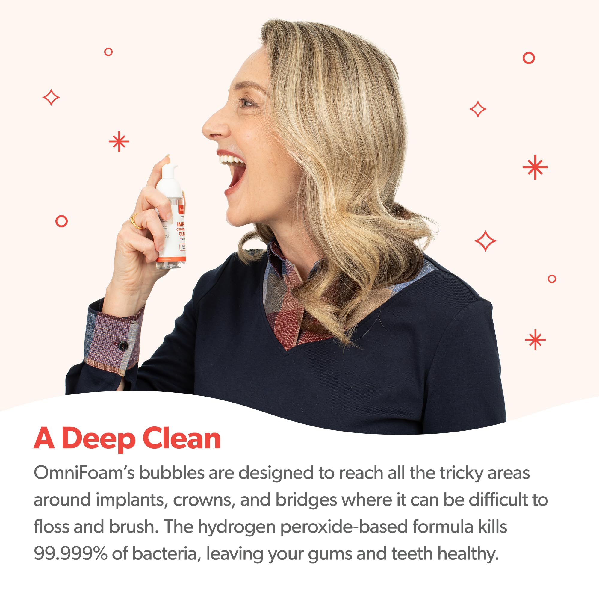 Eversmile OmniFoam Dental Cleaner – Cleaning Foam for Implants, Crowns, and Bridges – Pack of 1, 50ml Bottle