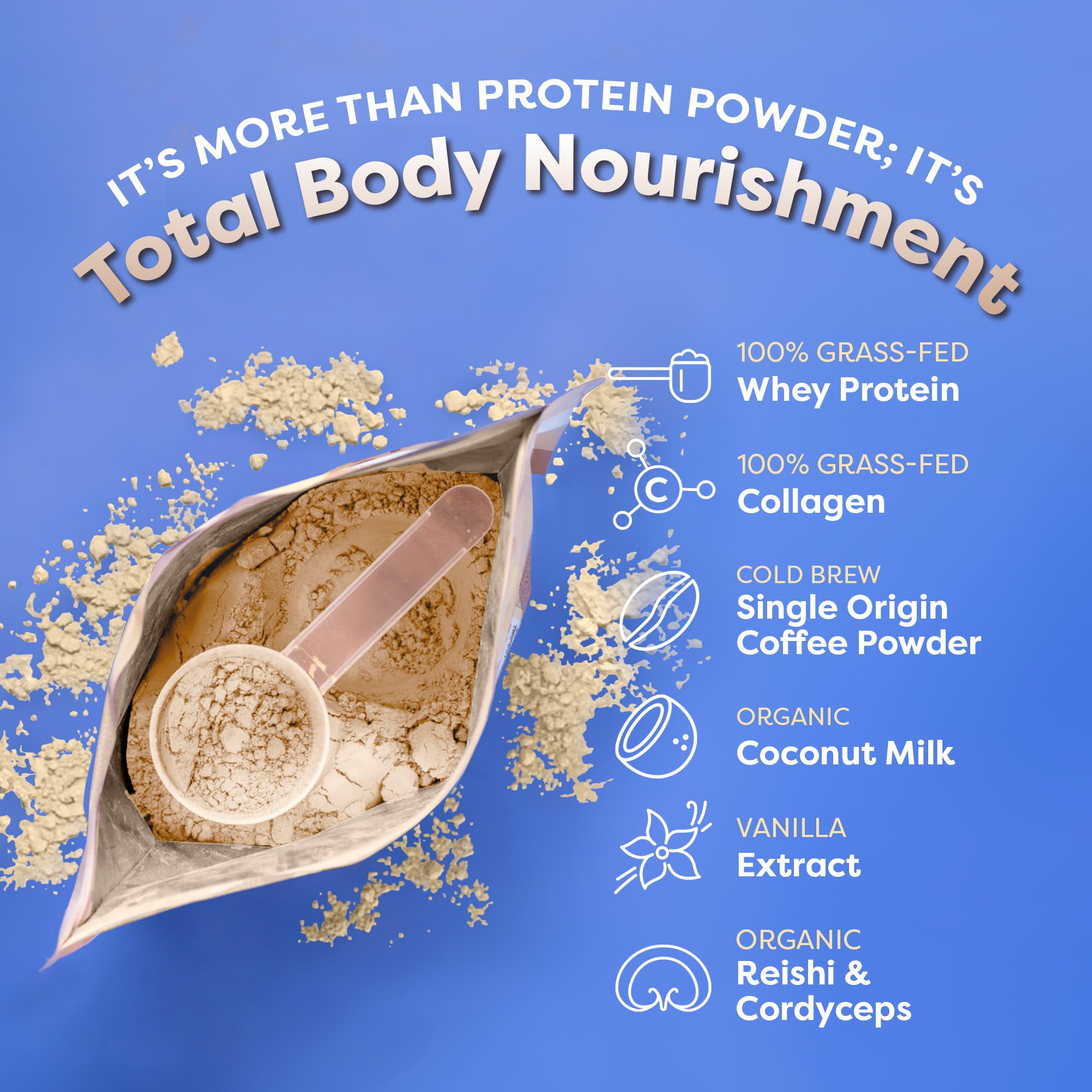 FlavCity Grass Fed Whey Protein Powder - Vanilla Smoothie - 25g Protein & 10g Collagen - Made with Real Vanilla Bean & Organic Coconut Milk - Gluten Free & No Added Sugars (20 Servings)